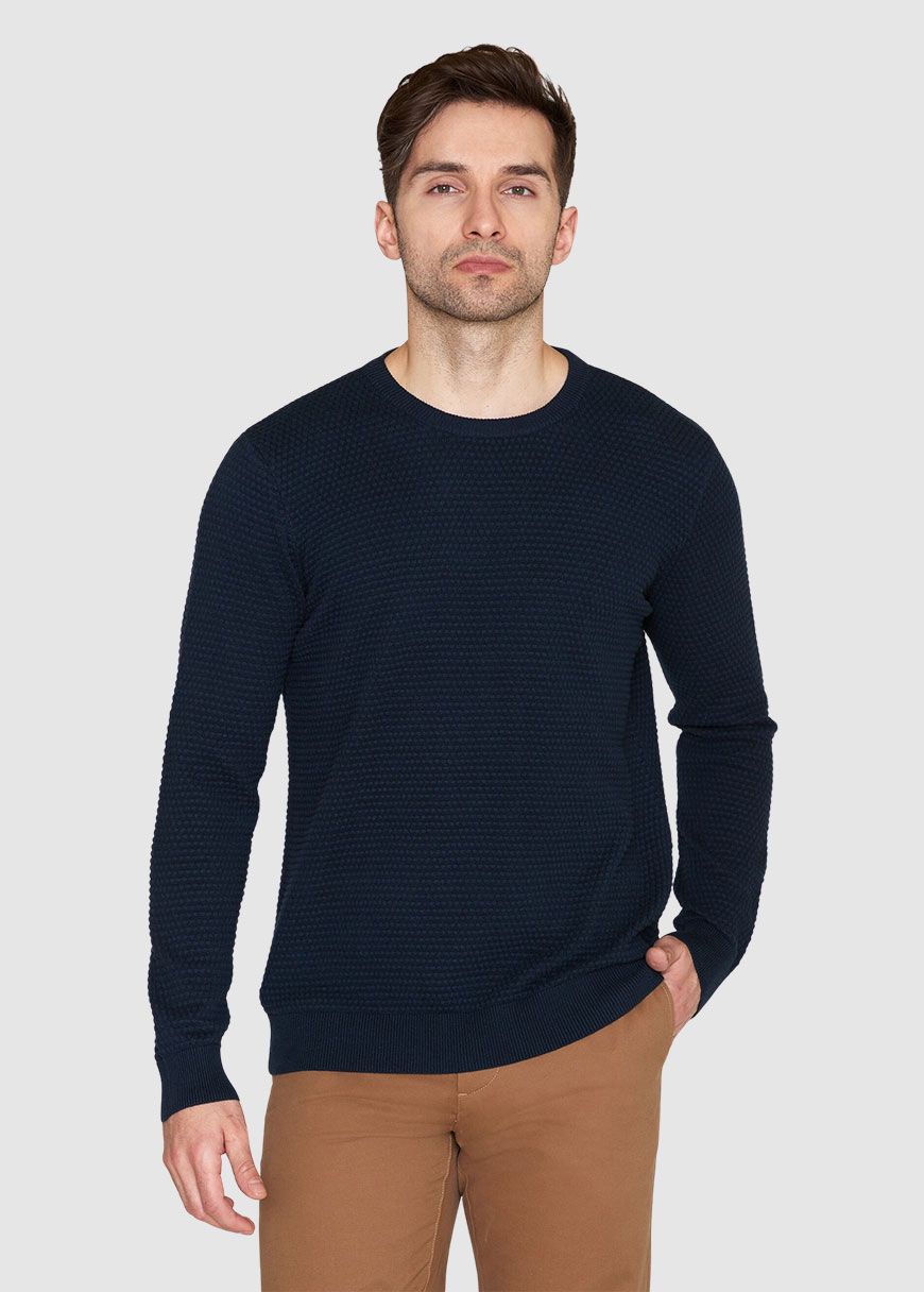 knowledge_cotton_apparel_vagn_regular_bubble_knit_crew_neck_AW_25_KCA_1080067_1001_Total_Eclipse_1_1c9e1a441f Vagn Regular Bubble Knit Crew Neck