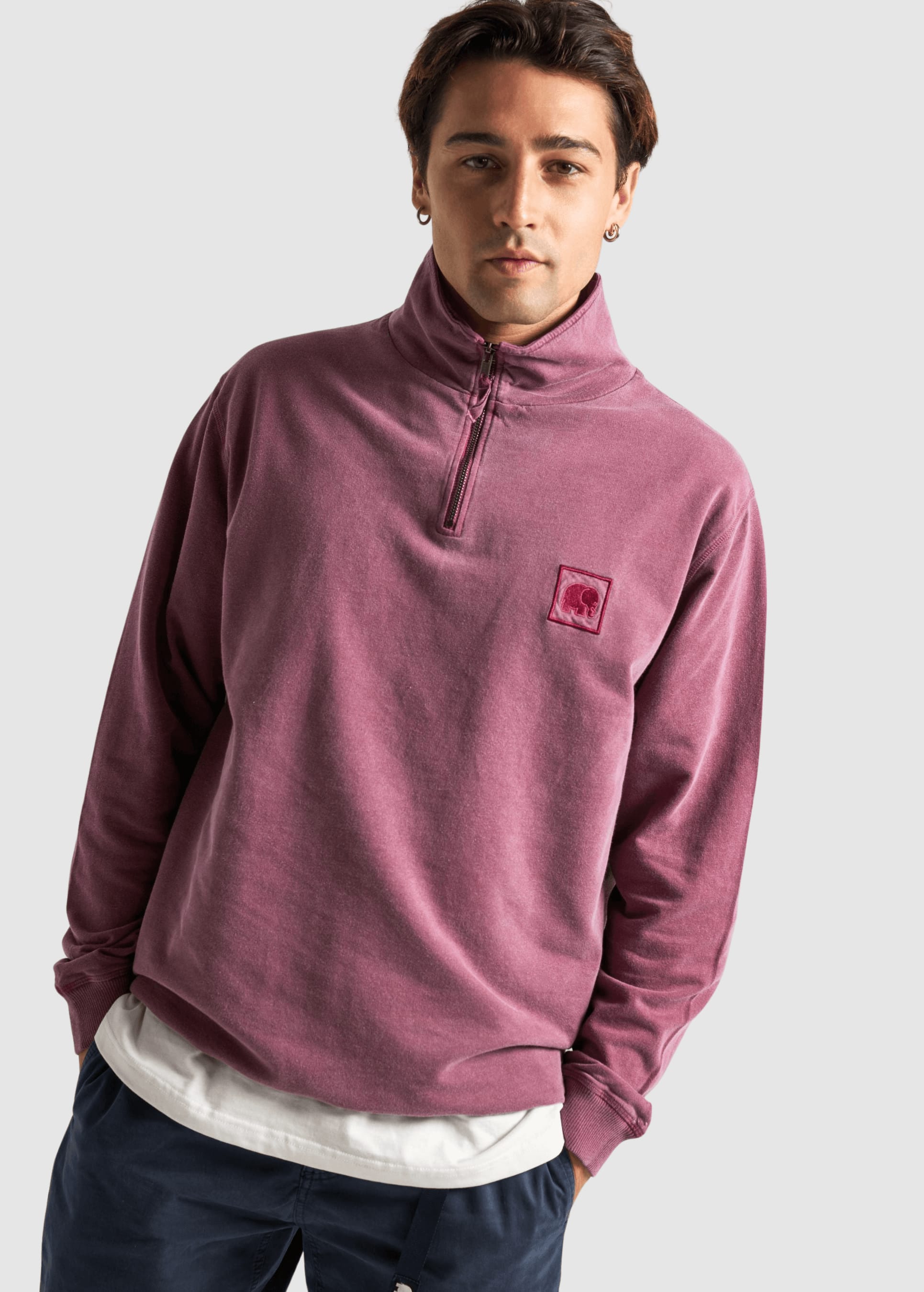 Sauce Pigment Dyed Quarter Zip Sweater Garnacha Red Sauce Pigment Dyed Quarter Zip Sweater Garnacha Red