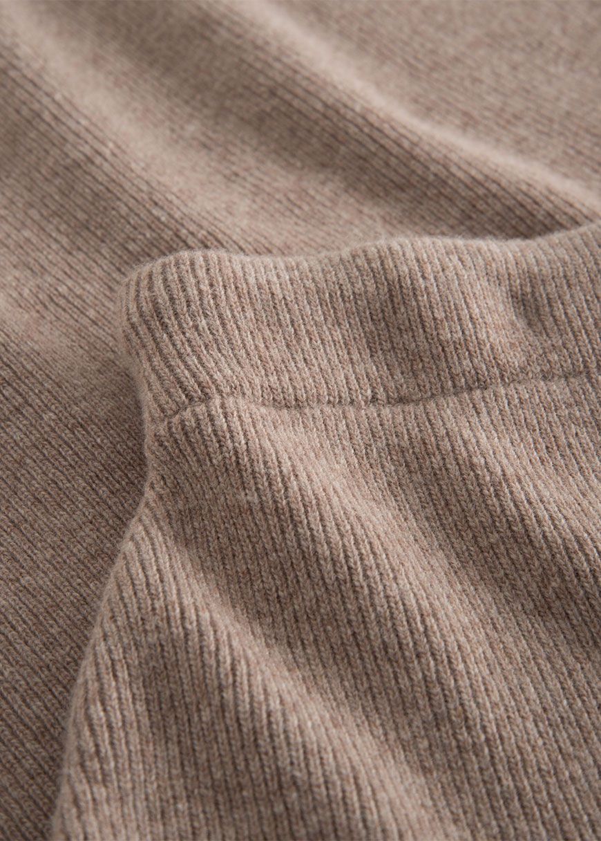Wool Midth Lengt Rib Knit Skirt