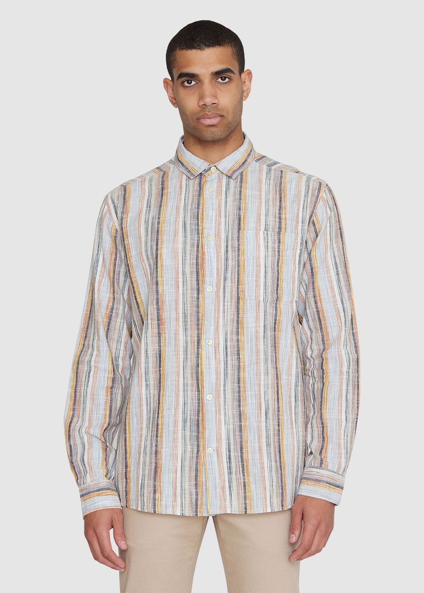 Loose Multicolored Striped Linen Shirt Loose Multicolored Striped Linen Shirt