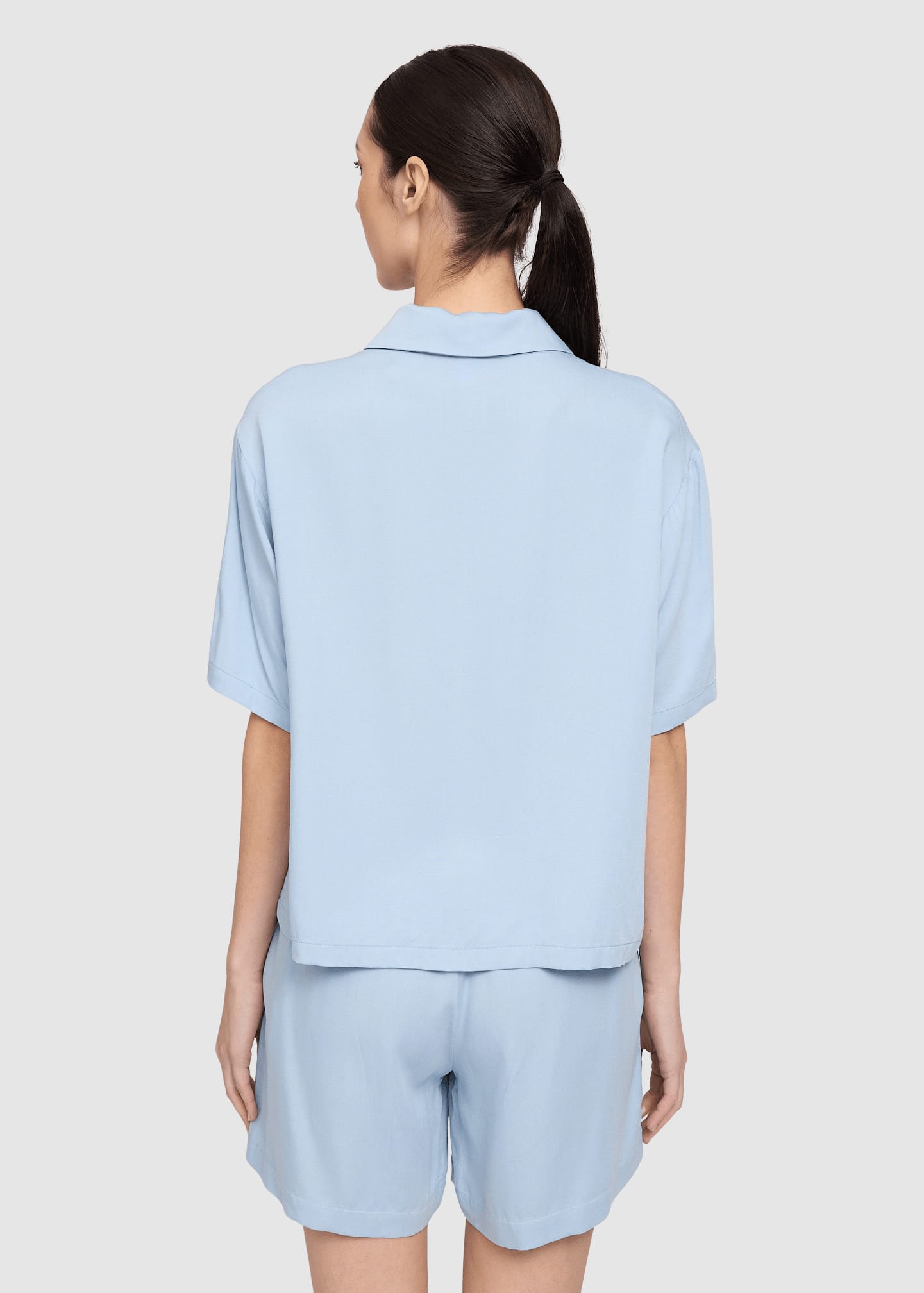 Short Sleeve Viscose Shirt Pastel Blue