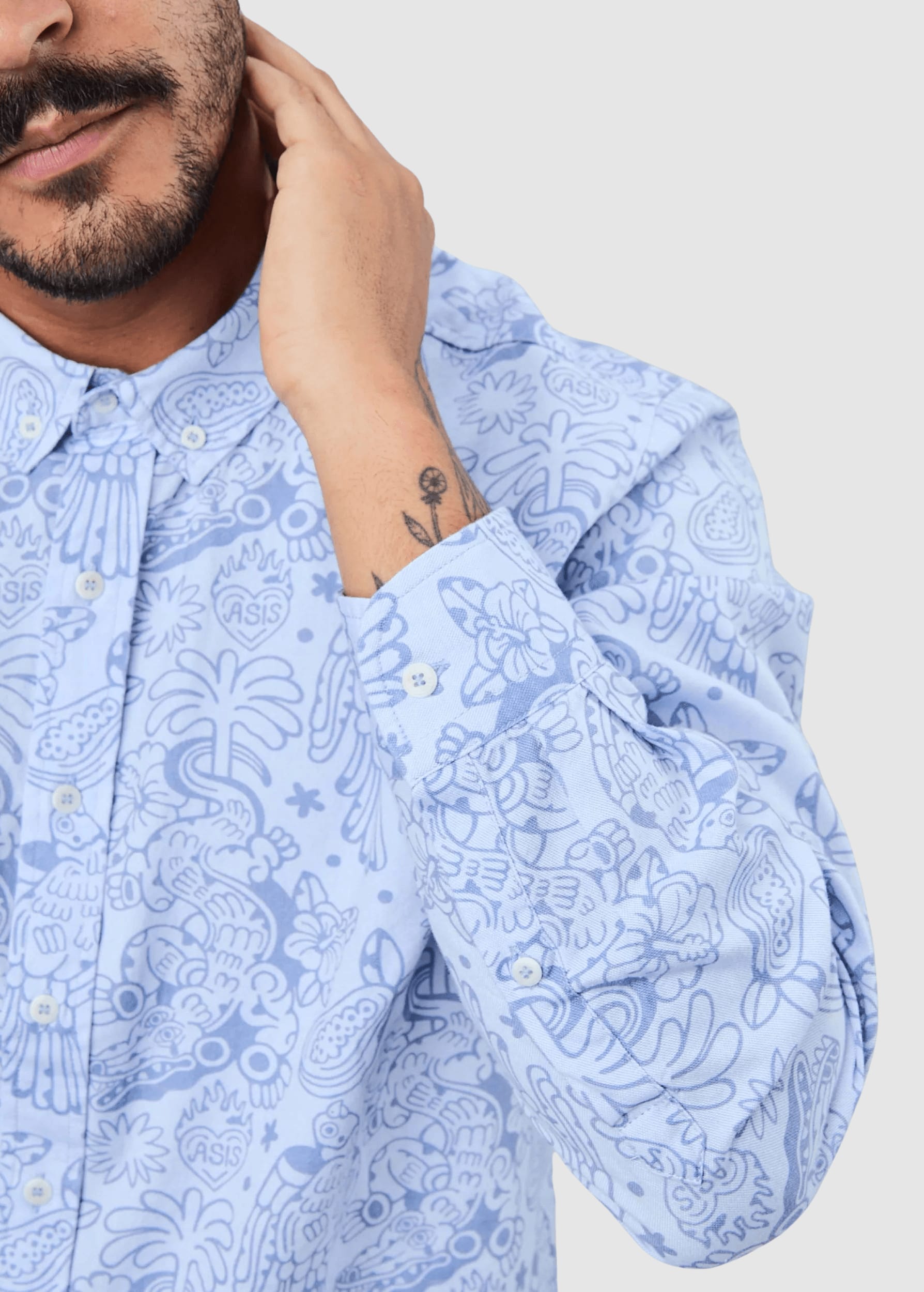 Asis Percales Crocodylus Regular Shirt Blue