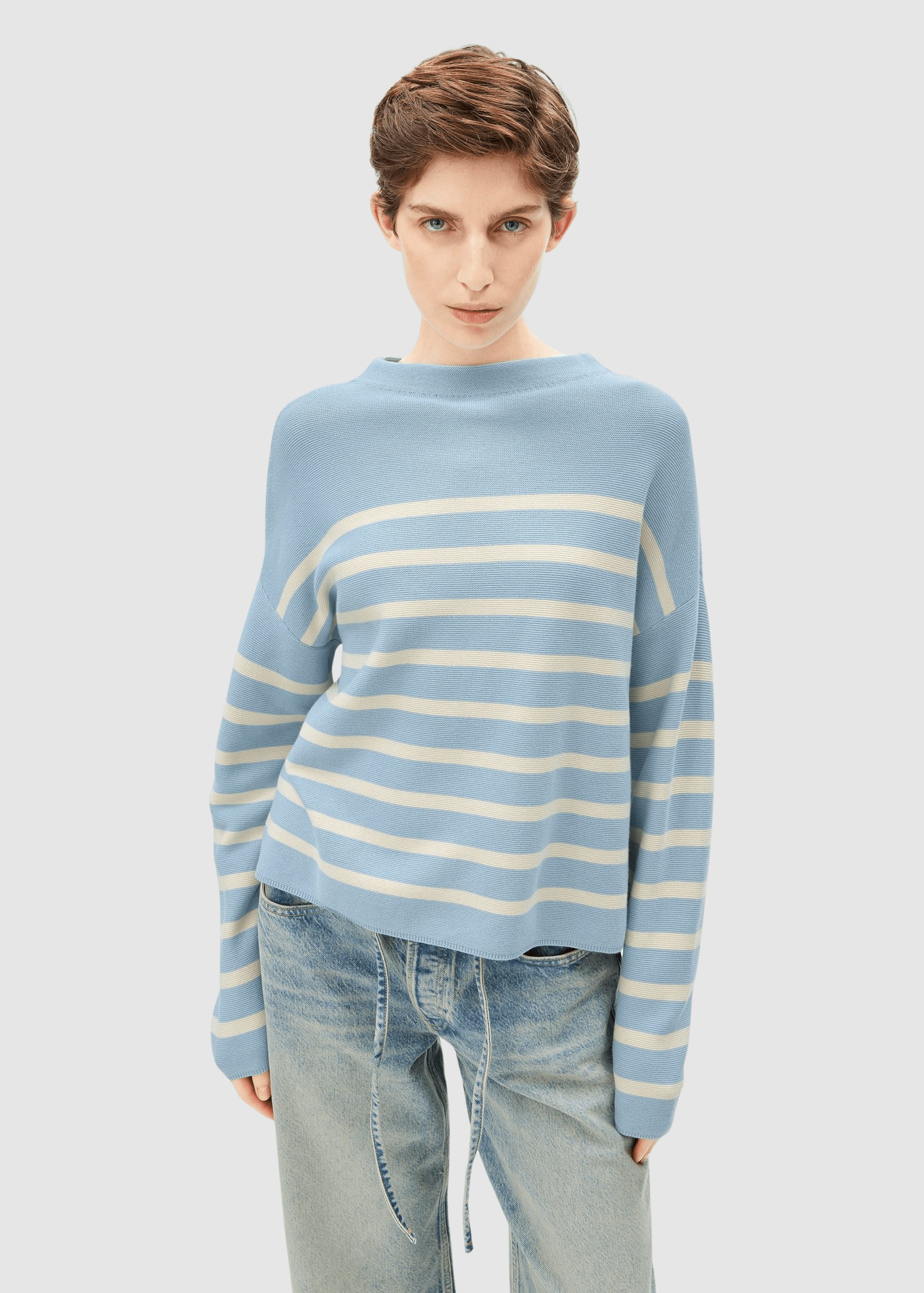 Merinaa Stripes Knit Sweater Blue Glow-Oatmilk Merinaa Stripes Knit Sweater Blue Glow-Oatmilk