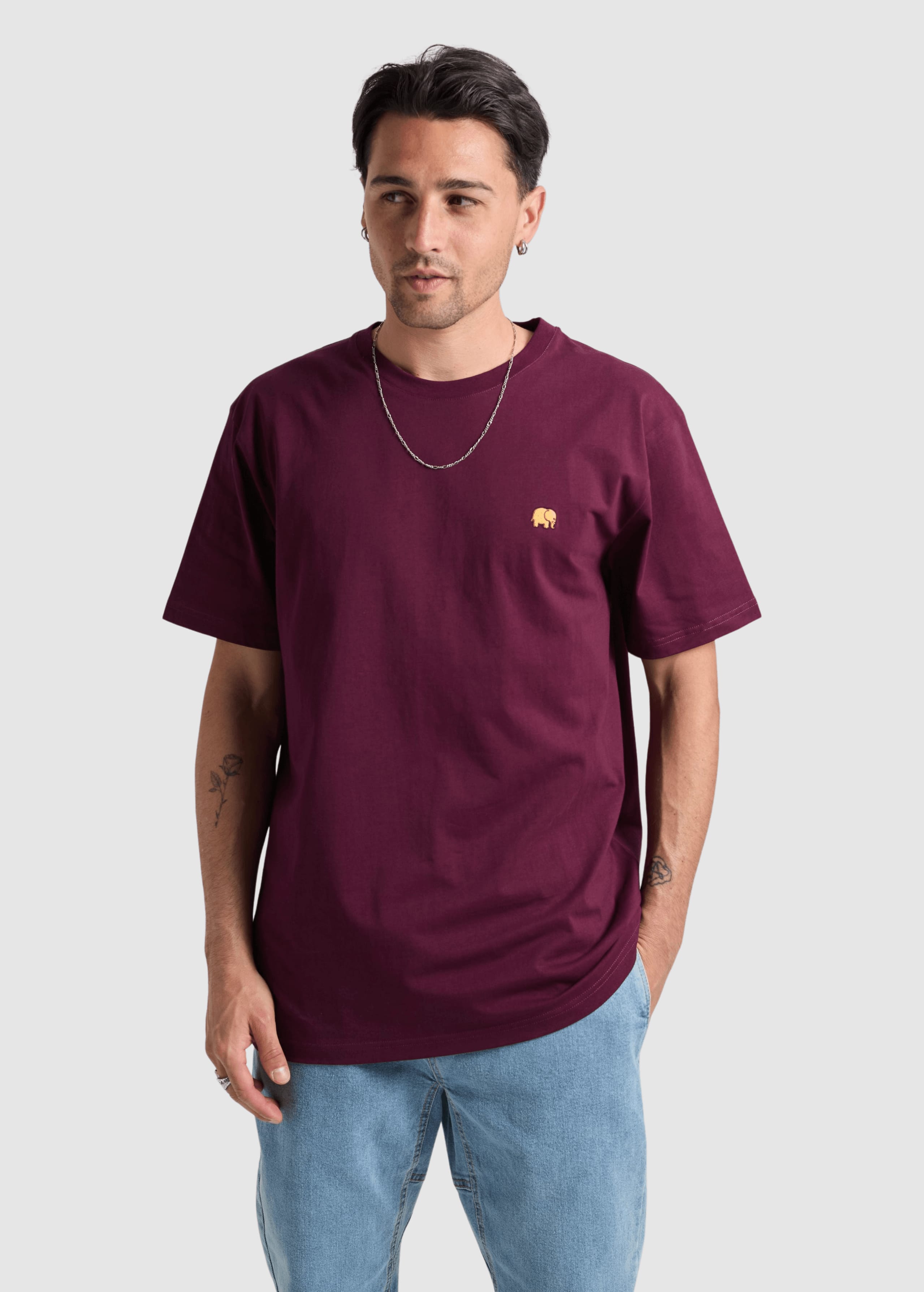 Organic Essential T-Shirt Wine Red