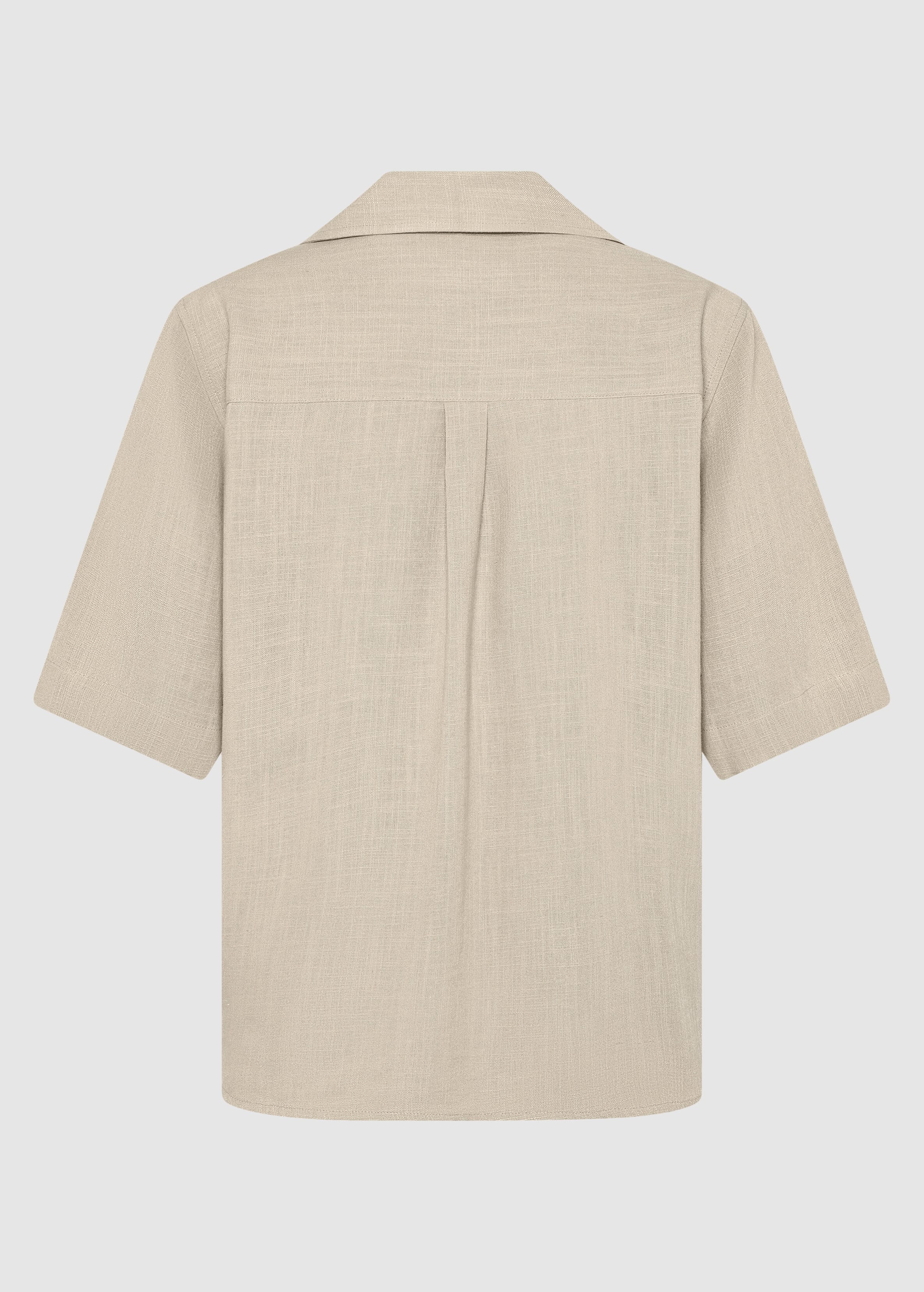 Loose Linen-MIX Short Sleeve Shirt Light Feather Gray Loose Linen-MIX Short Sleeve Shirt Light Feather Gray