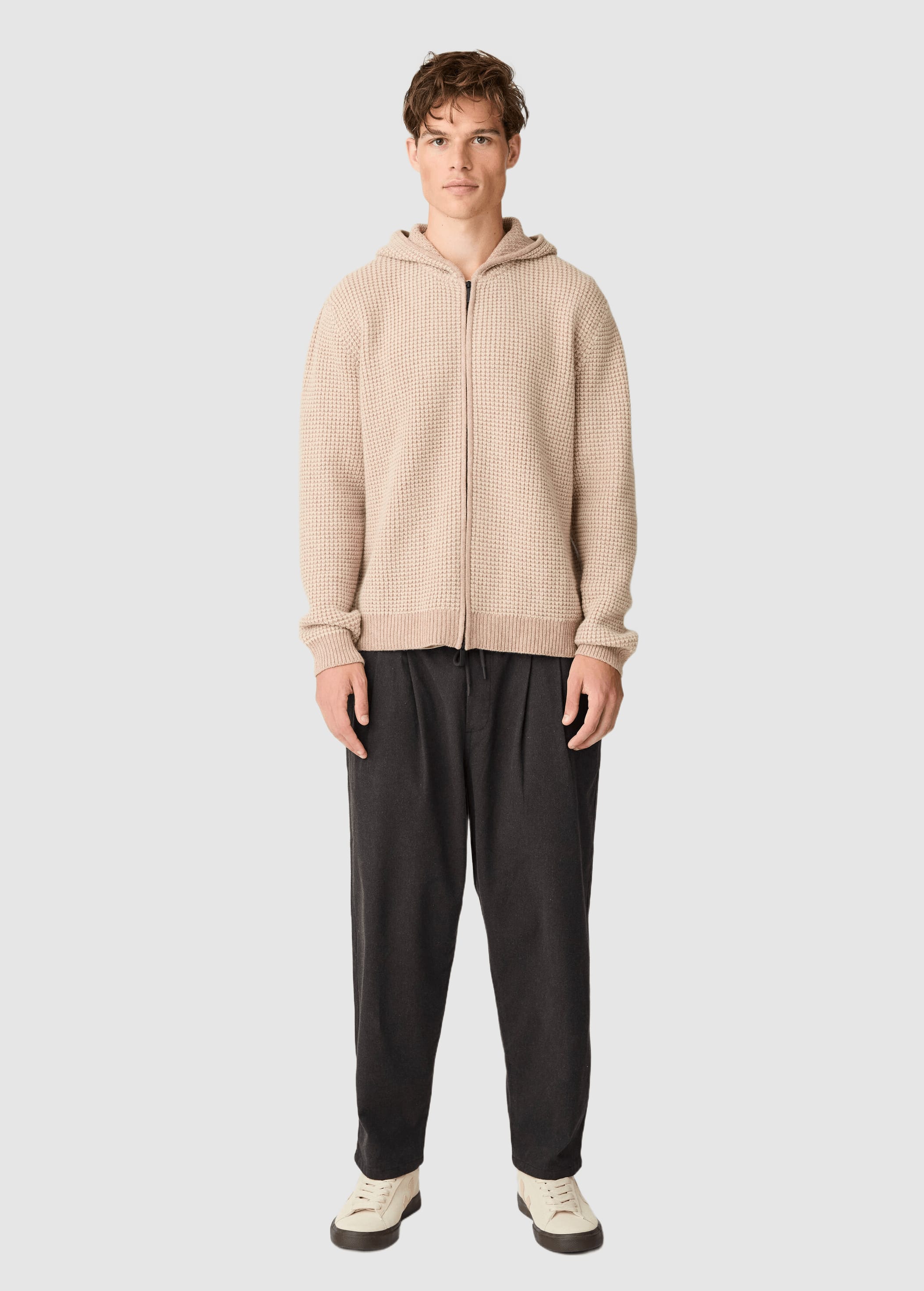 Lambswool Zip Hoodie Kelp Melange
