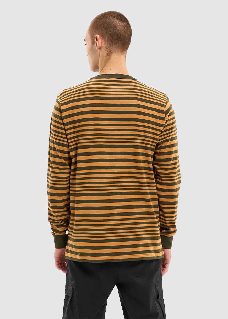 Regular Long Sleeve Cotton Striped O-Neck T-Shirt