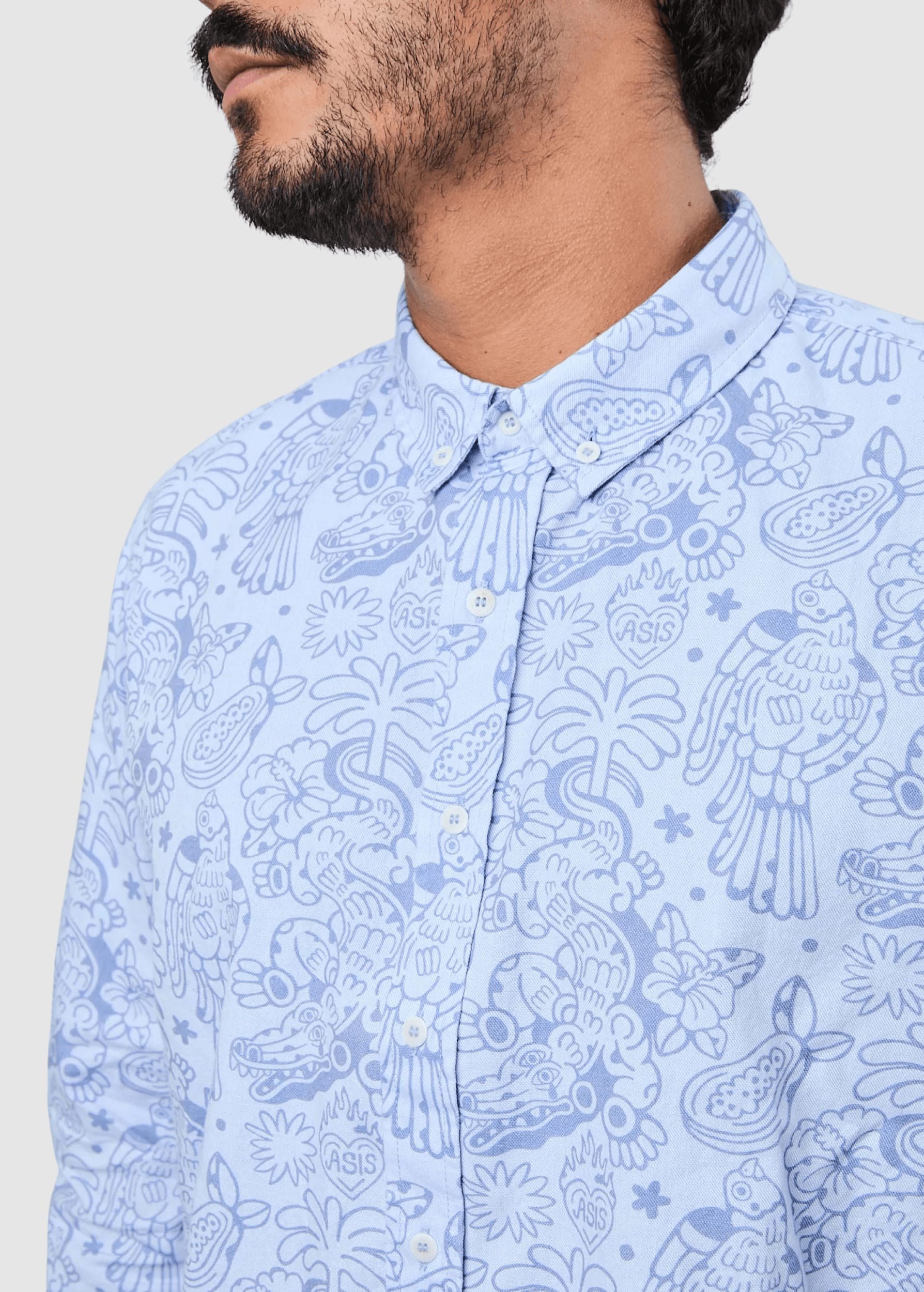 Asis Percales Crocodylus Regular Shirt Blue
