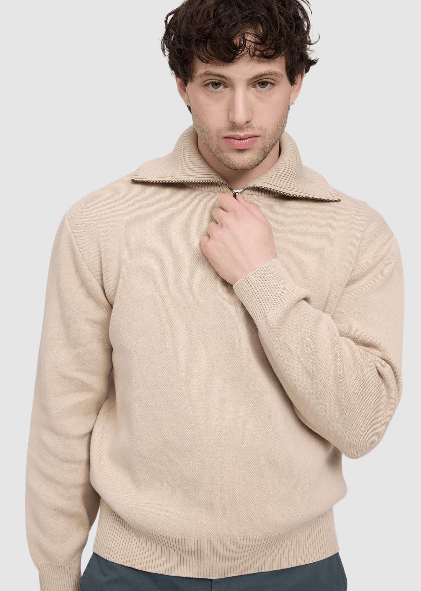 mazine-jacquard-knit-troyer-light-beige-3.jpeg Jacquard Knit Troyer Light Beige