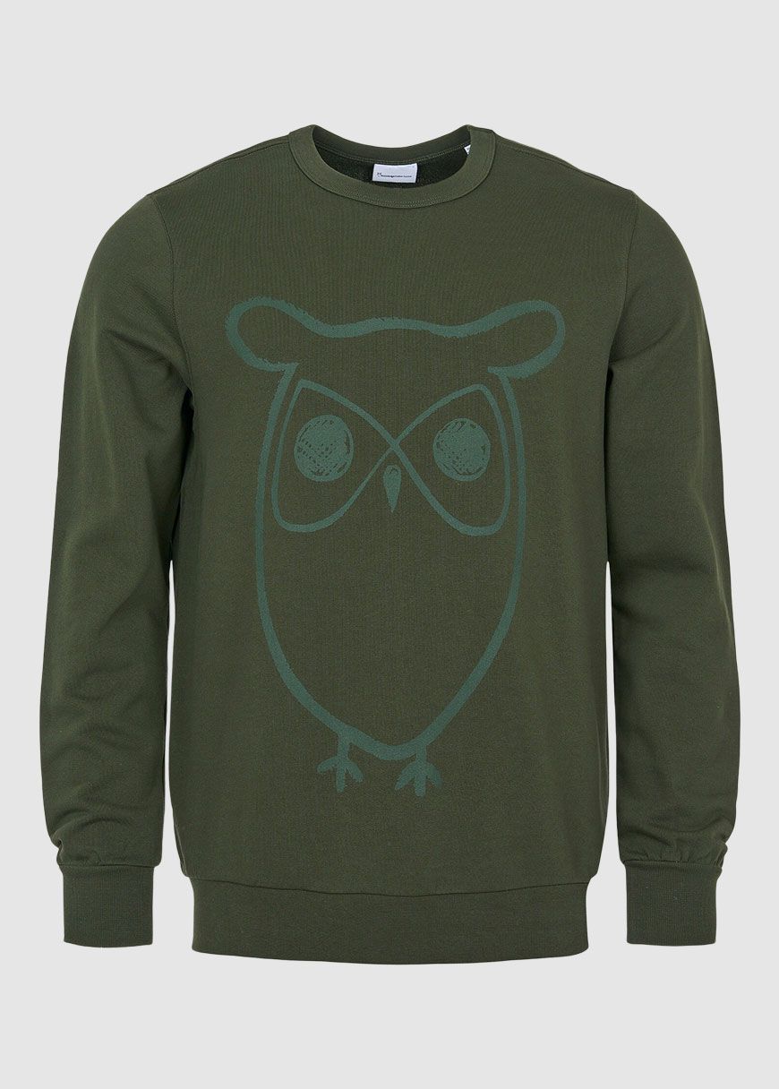Crew Neck Big Owl Front Print Sweat Crew Neck Big Owl Front Print Sweat