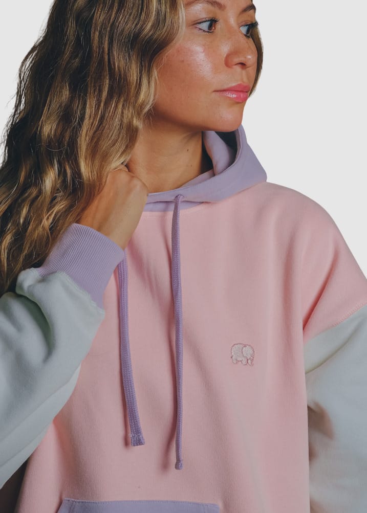 Women's Oversized Color Block Hoodie Pink