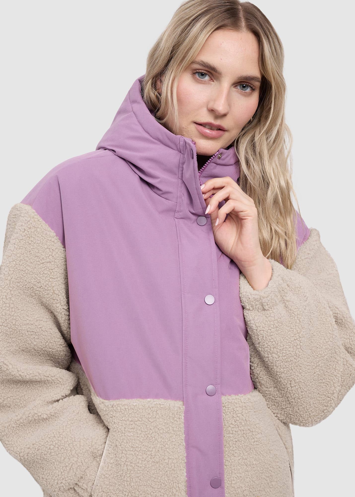 Fabric Blocking Jacket Grape Pink Natural
