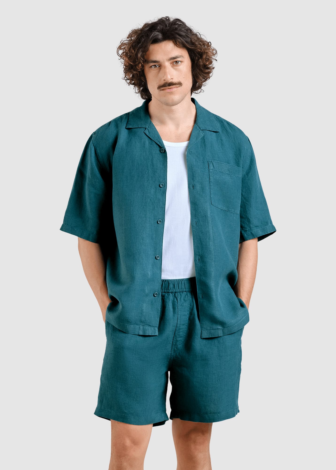 Shorts Sibbarp Linen Mediterranea Green Shorts Sibbarp Linen Mediterranea Green
