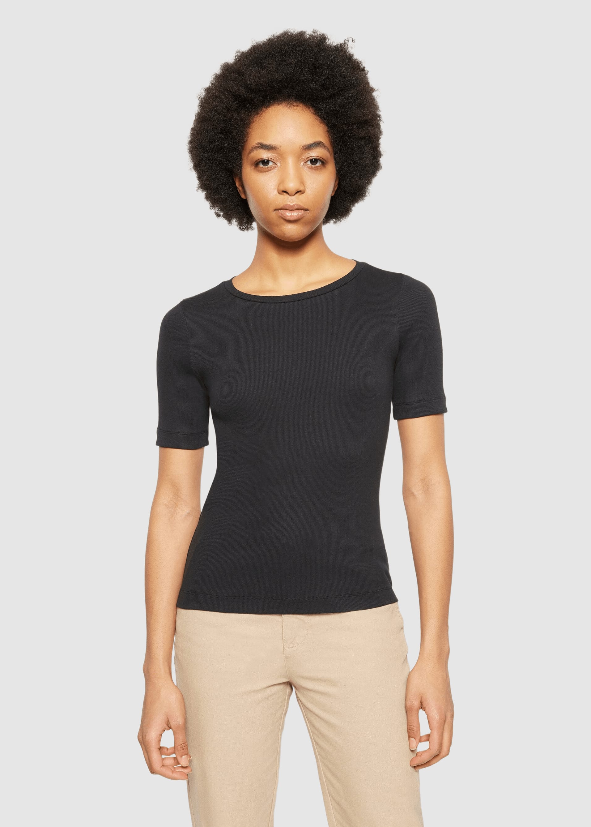 knowledge-cotton-apparel-rib-t-shirt-black-jet-1.jpeg Rib T-Shirt Black Jet