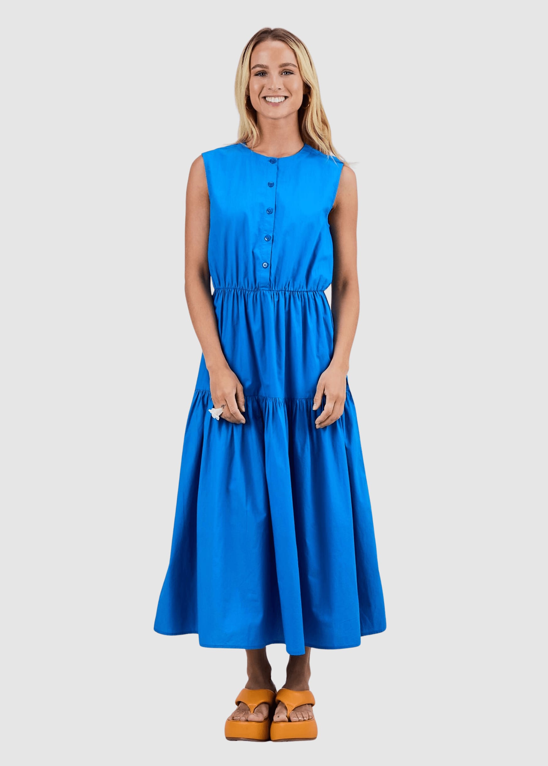 Sleeveless Shirt Dress Blue Sleeveless Shirt Dress Blue