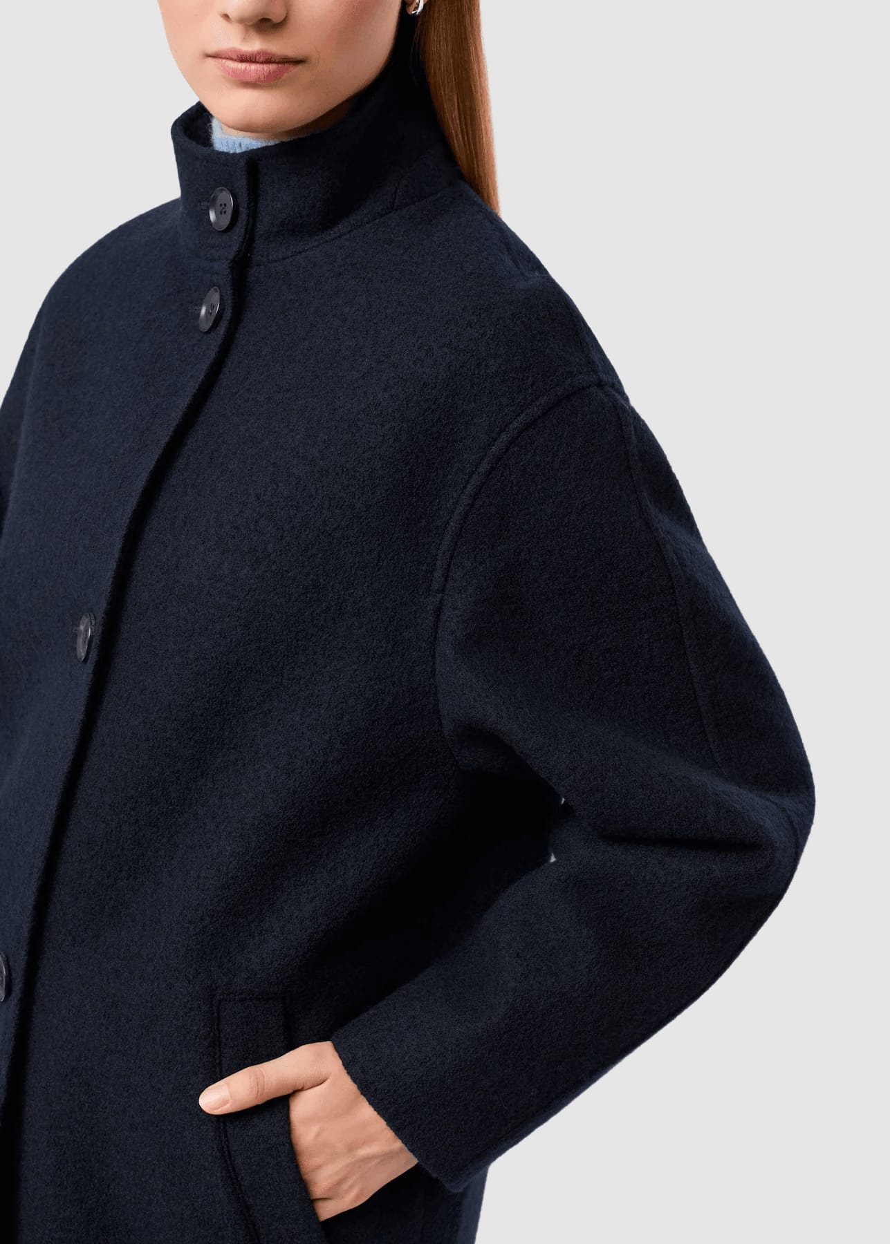 Kurzer Mantel Aus Walk Mit Membran Navy