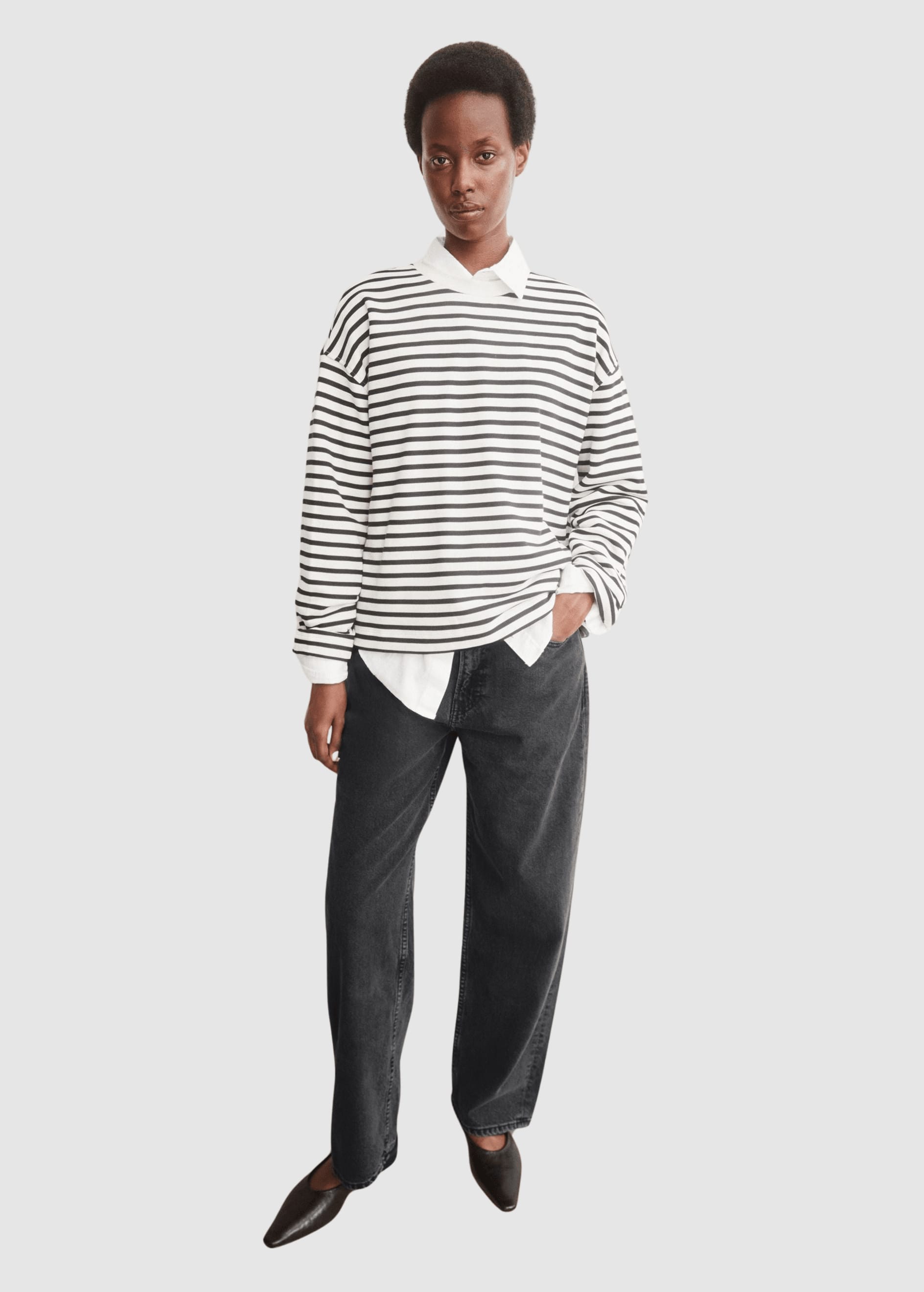 Frankaa Maarlen Stripe Sweat Undyed Black