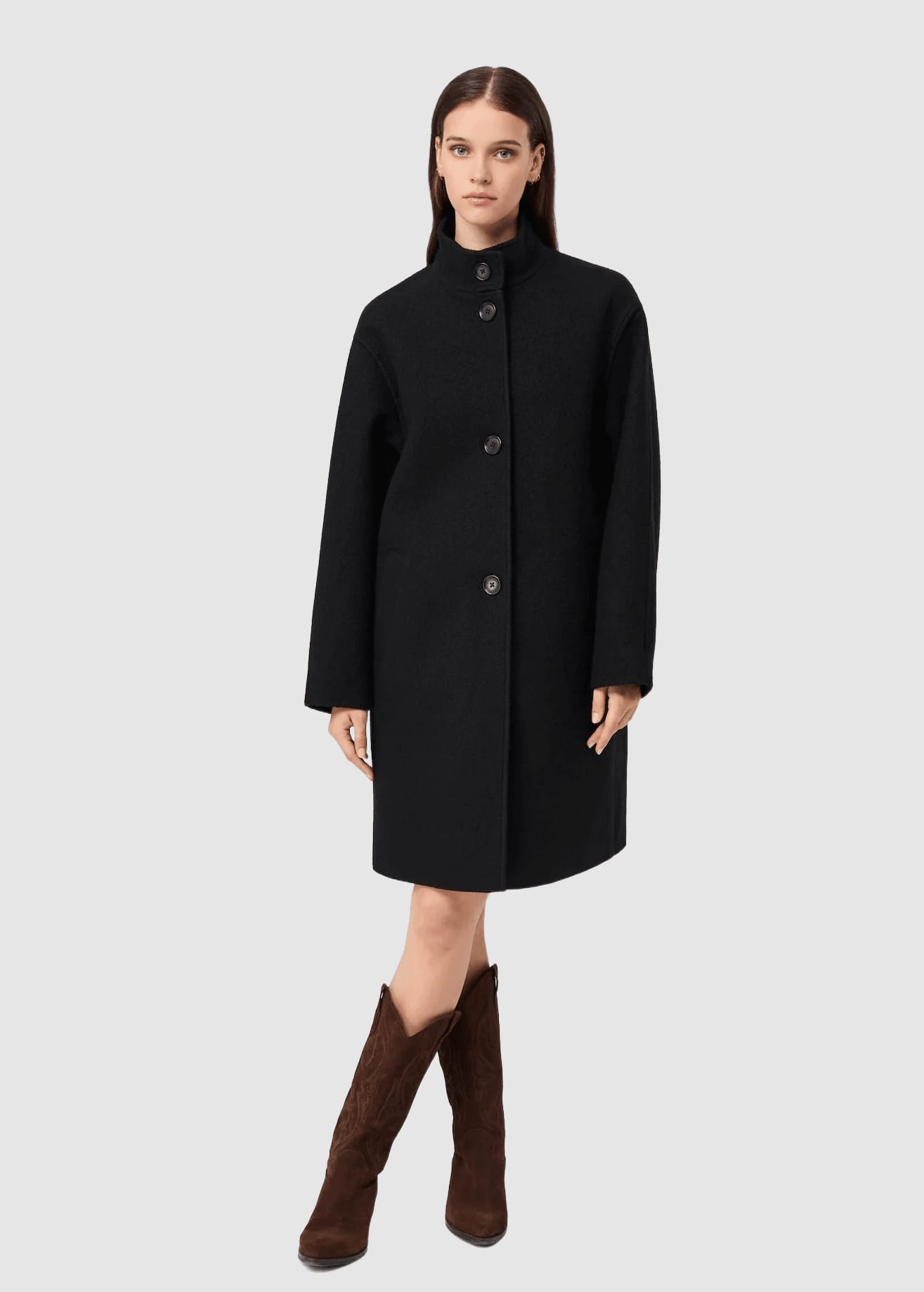 Kurzer Mantel Aus Walk Mit Membran Black