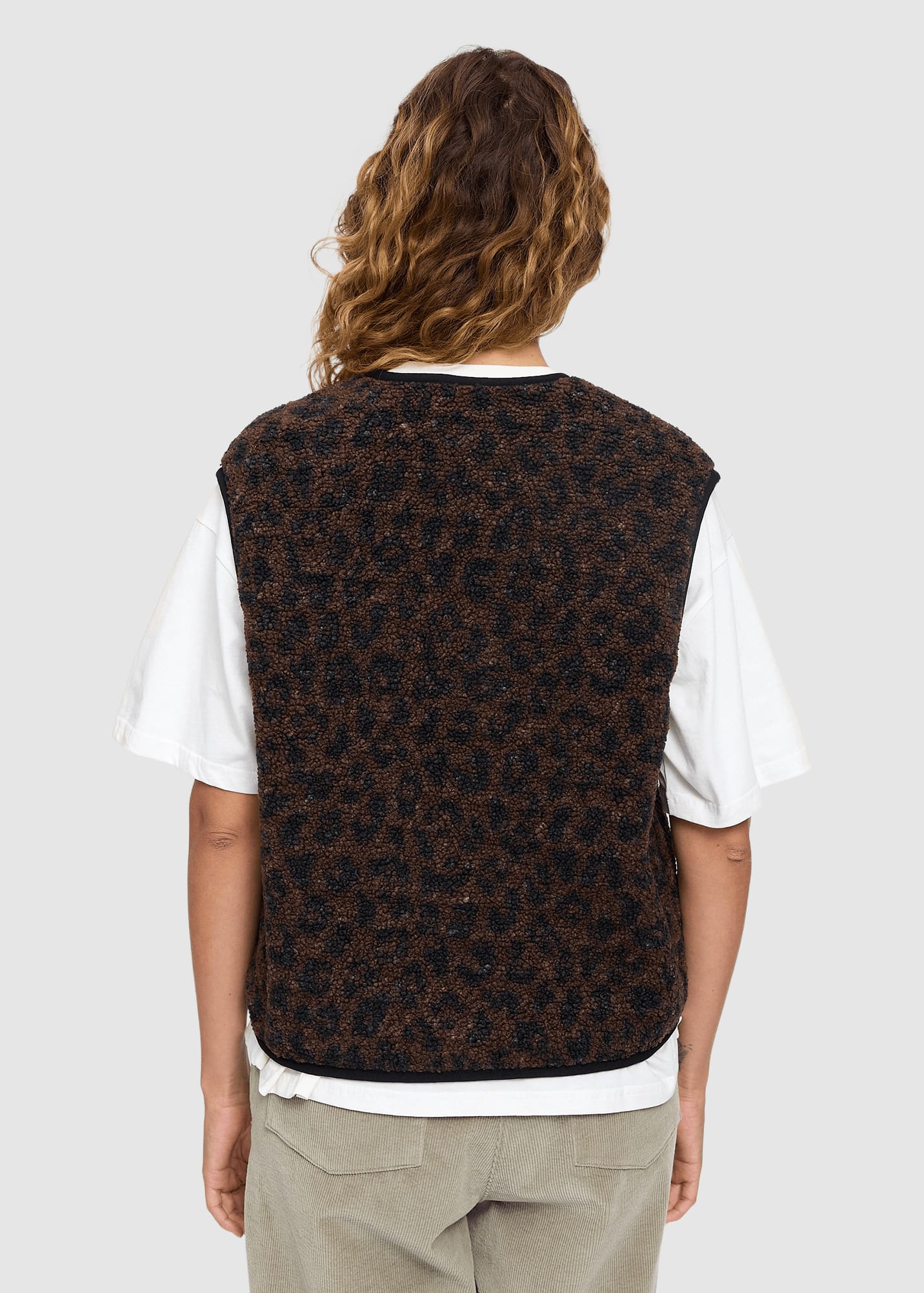 Printed Teddy-Fleece Vest Chocolate Brown Printed