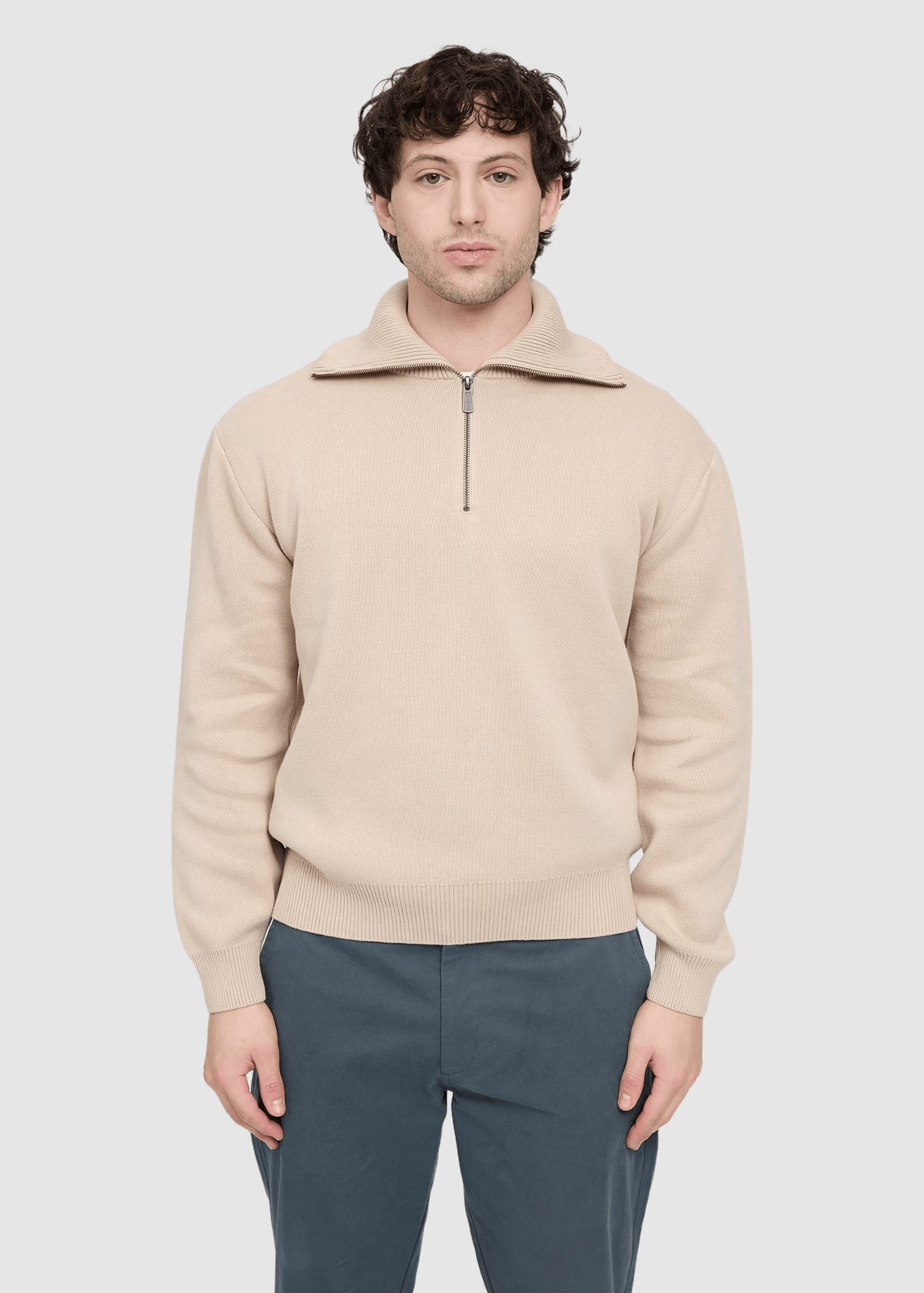 mazine-jacquard-knit-troyer-light-beige-1.jpeg Jacquard Knit Troyer Light Beige
