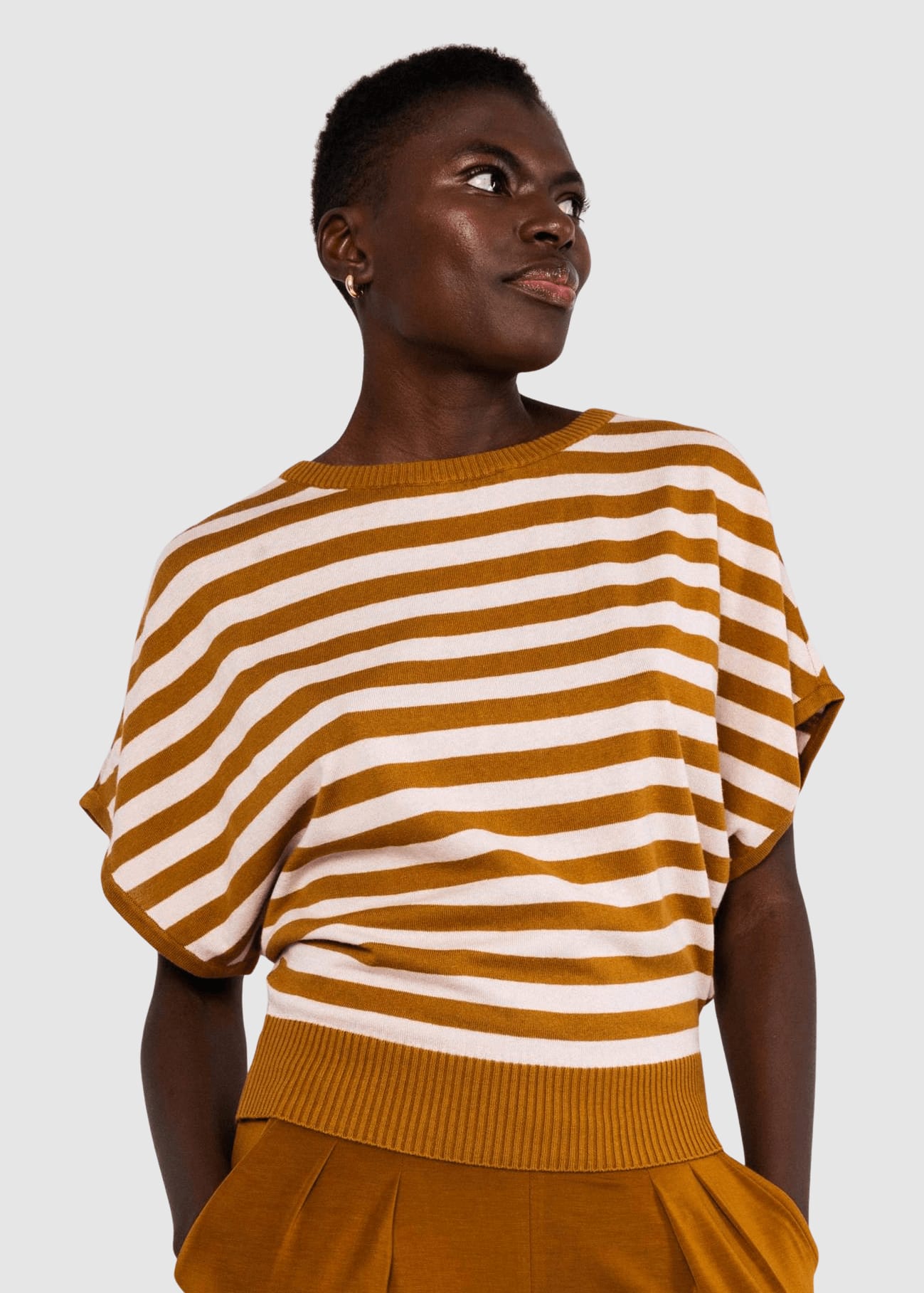 Picnic Friend Chic Knit Stripe Brown Picnic Friend Chic Knit Stripe Brown