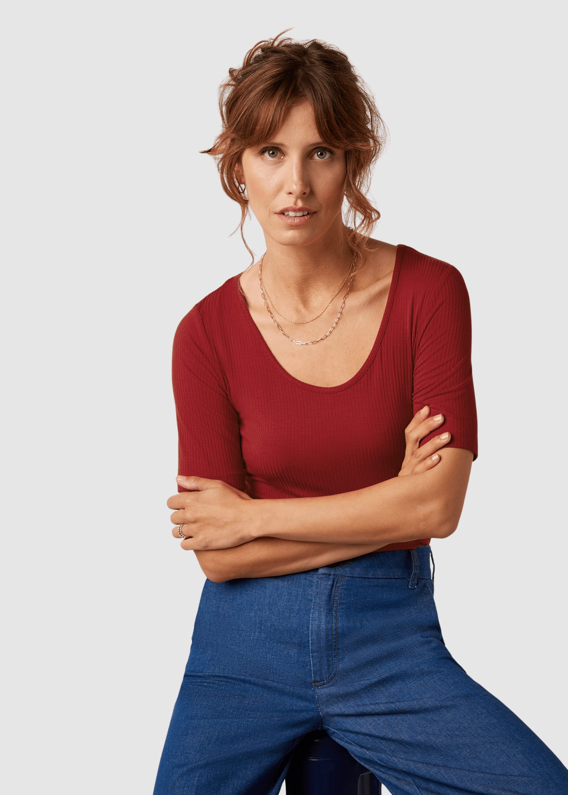 Carice Top Uni Rib Chili Red Carice Top Uni Rib Chili Red