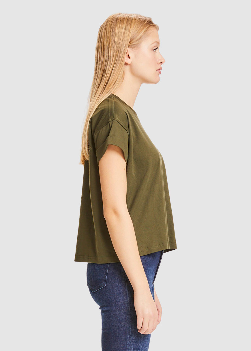 knowledge-cotton-apparel-violet-loose-roll-up-t-shirt_AW21-KCA-100022-1090-Forrest-Night_2 Violet Loose Roll Up T-Shirt