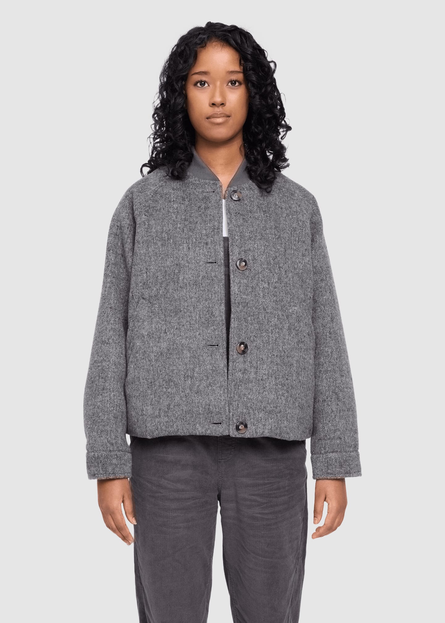mazine-wool-bomber-anthracite-melange-1.jpeg Vegan Wool Bomber Anthracite Melange