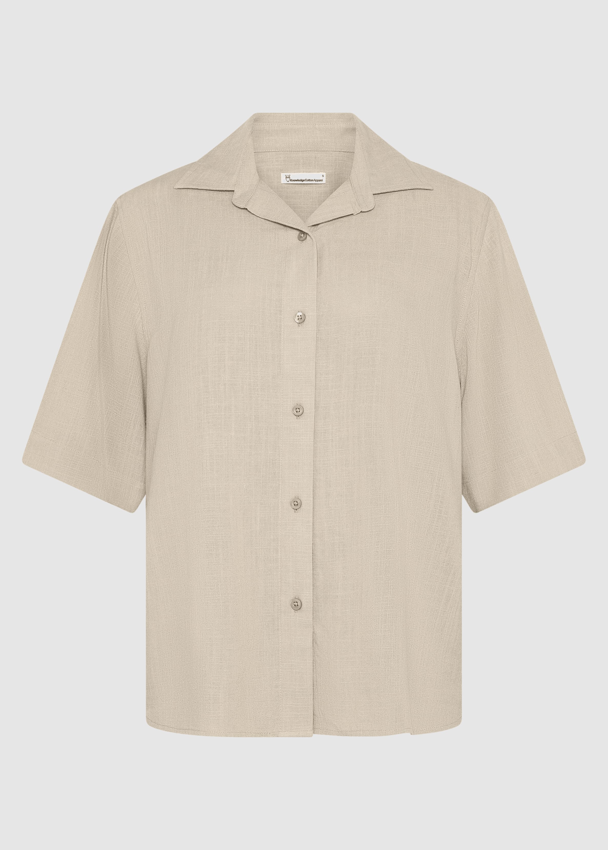 Loose Linen-MIX Short Sleeve Shirt Light Feather Gray