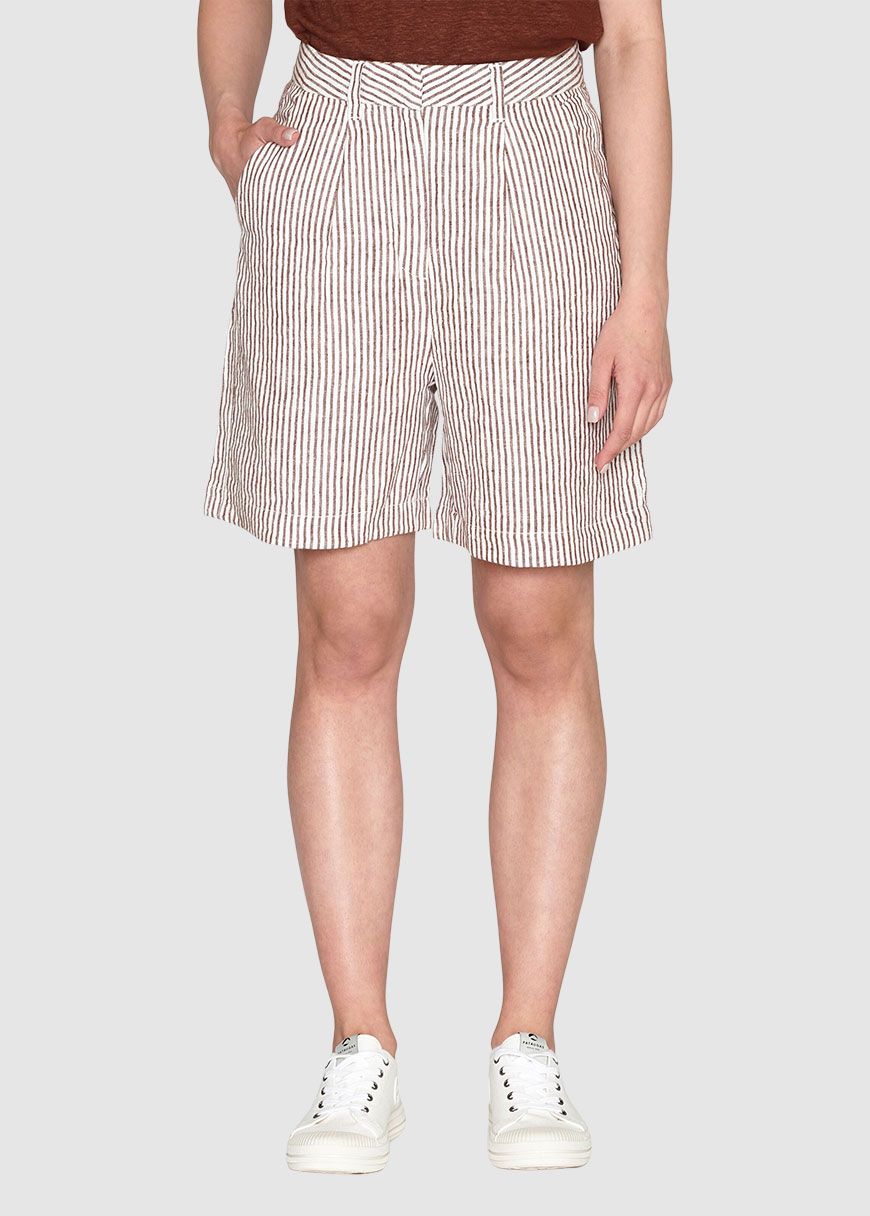 Posey Wide High-Rise Striped Linen Shorts Posey Wide High-Rise Striped Linen Shorts