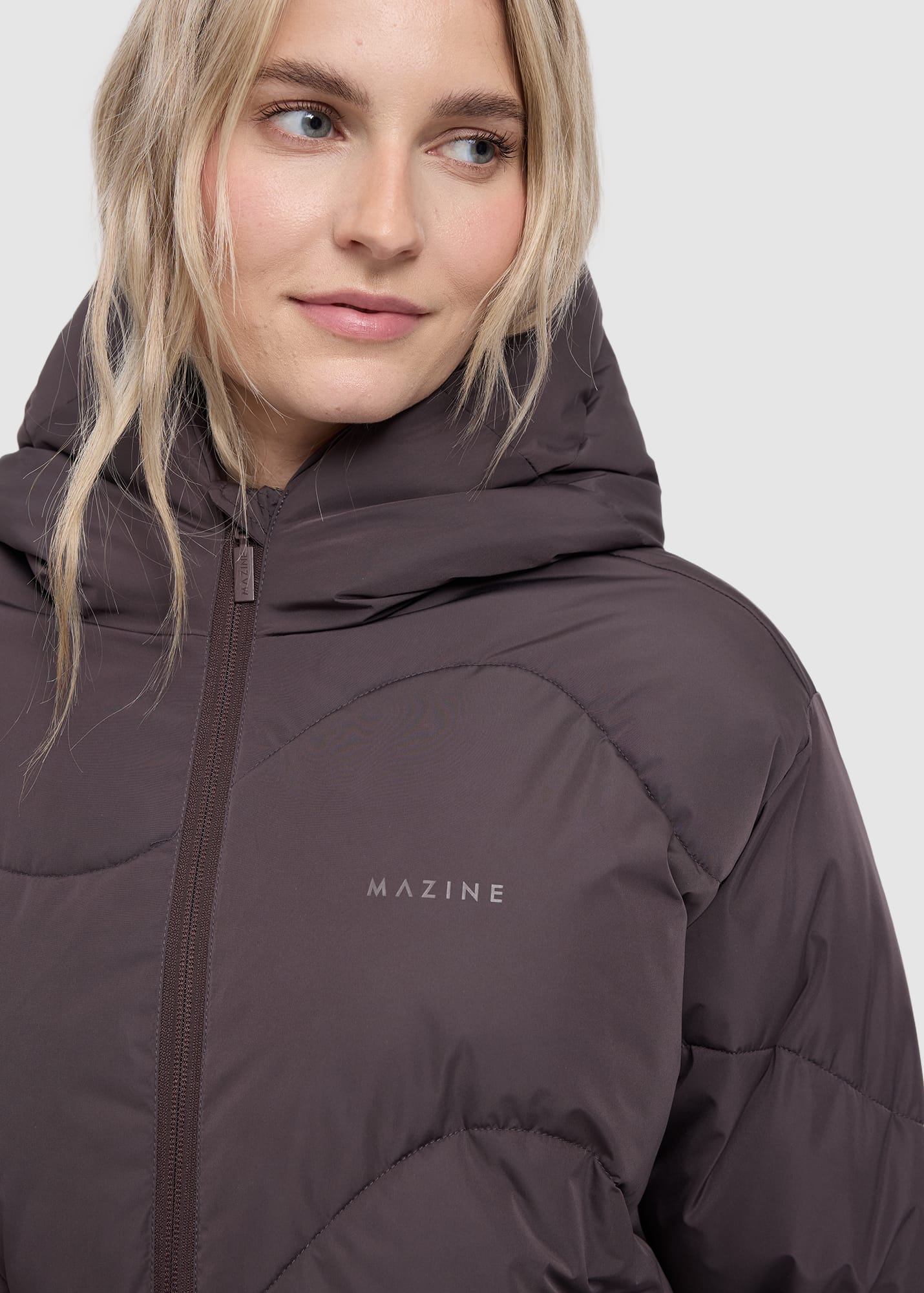Waves Quilt Short Puffer Jacket Eggplant