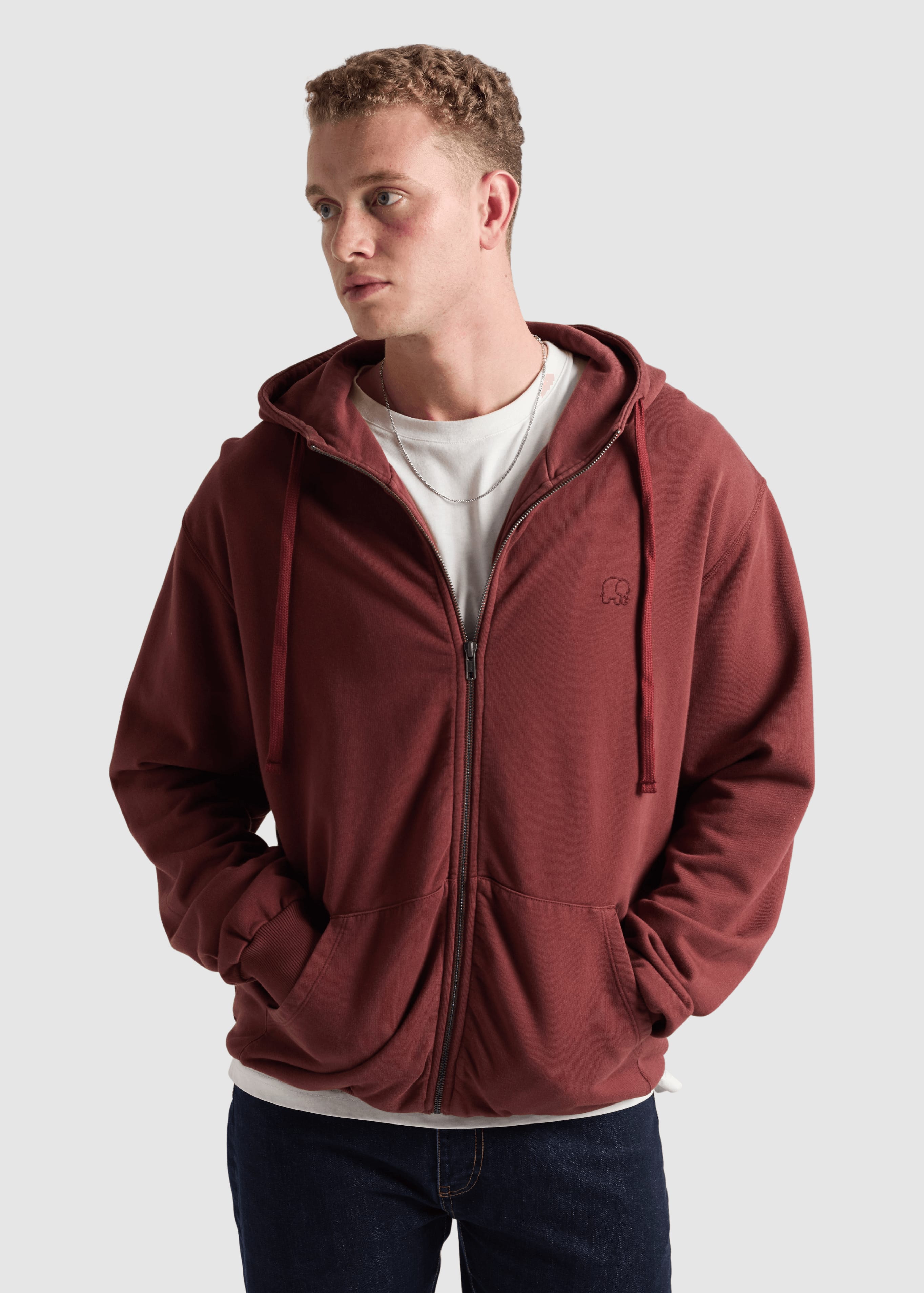 Essential Zip Hoodie Andorra Brown Grey