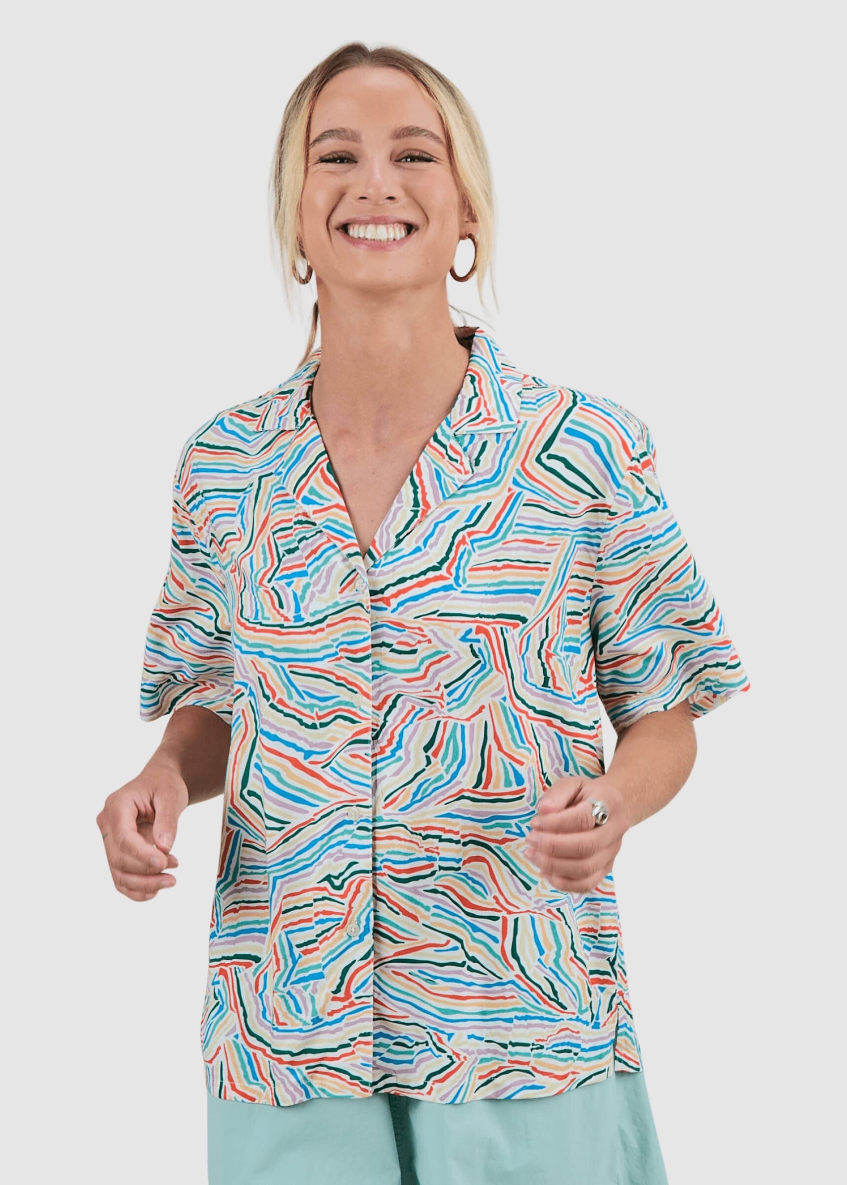 Messy Stripes Aloha Blouse Multicolor