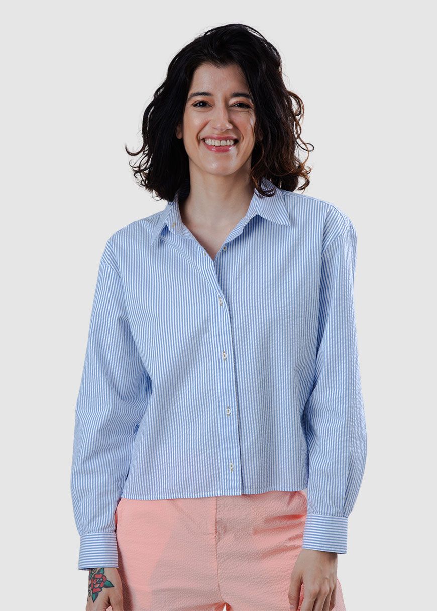 Seersucker New Boxy Blouse