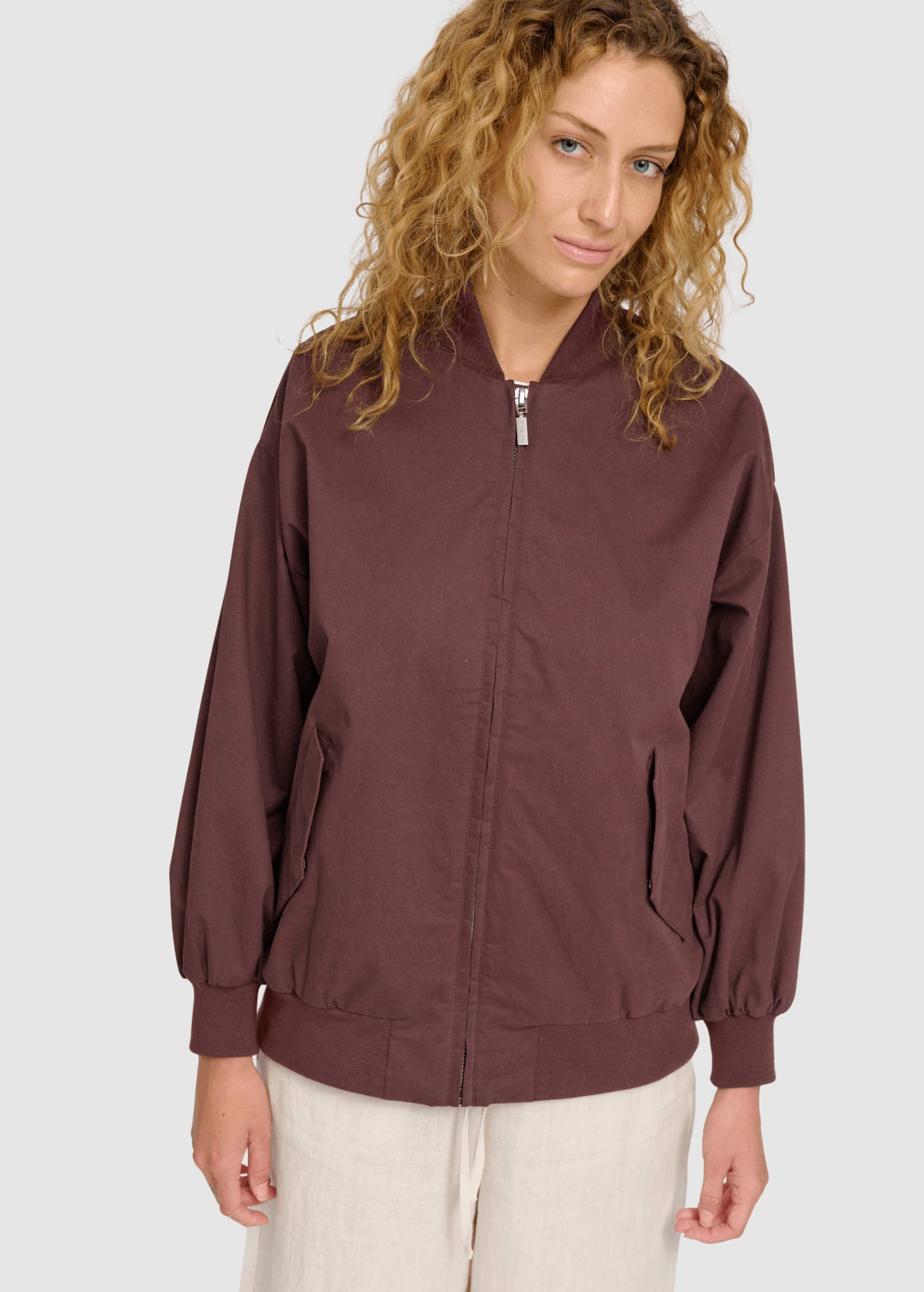 Loose Fit Cotton Bomber Dark Chocolate