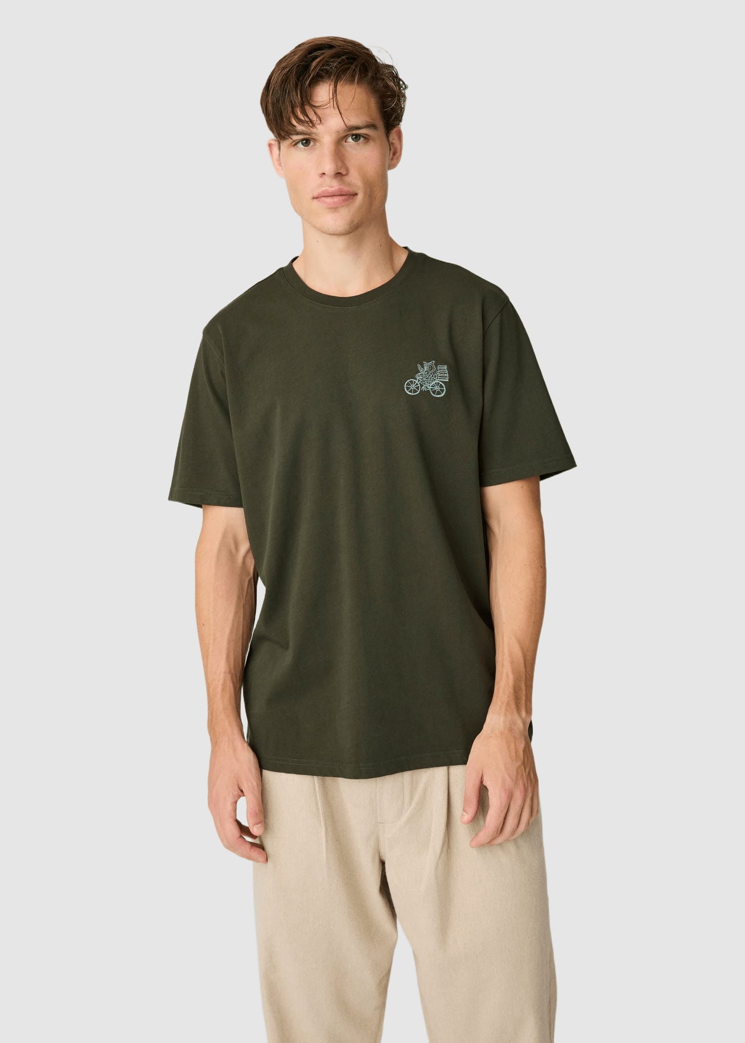 knowledge-cotton-apparel-chest-embroidery-t-shirt-forrest-night-4.jpeg Chest Embroidery T-Shirt Forrest Night