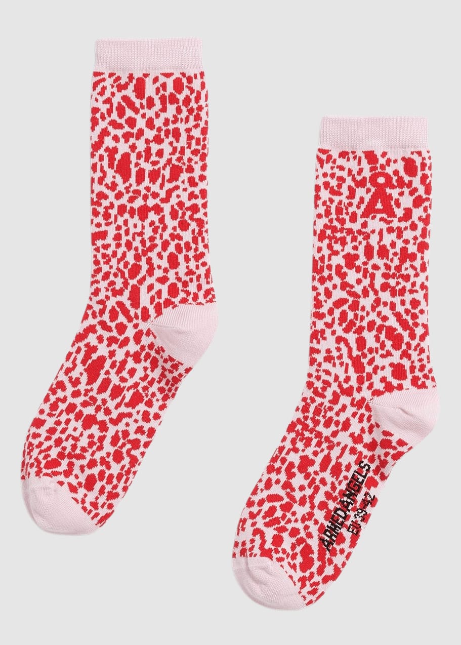 Leopard Socks W Pink Mist