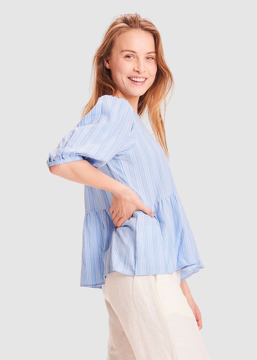 Lily Lenzing Ecovero Puff Sleeve Structure Top Lily Lenzing Ecovero Puff Sleeve Structure Top