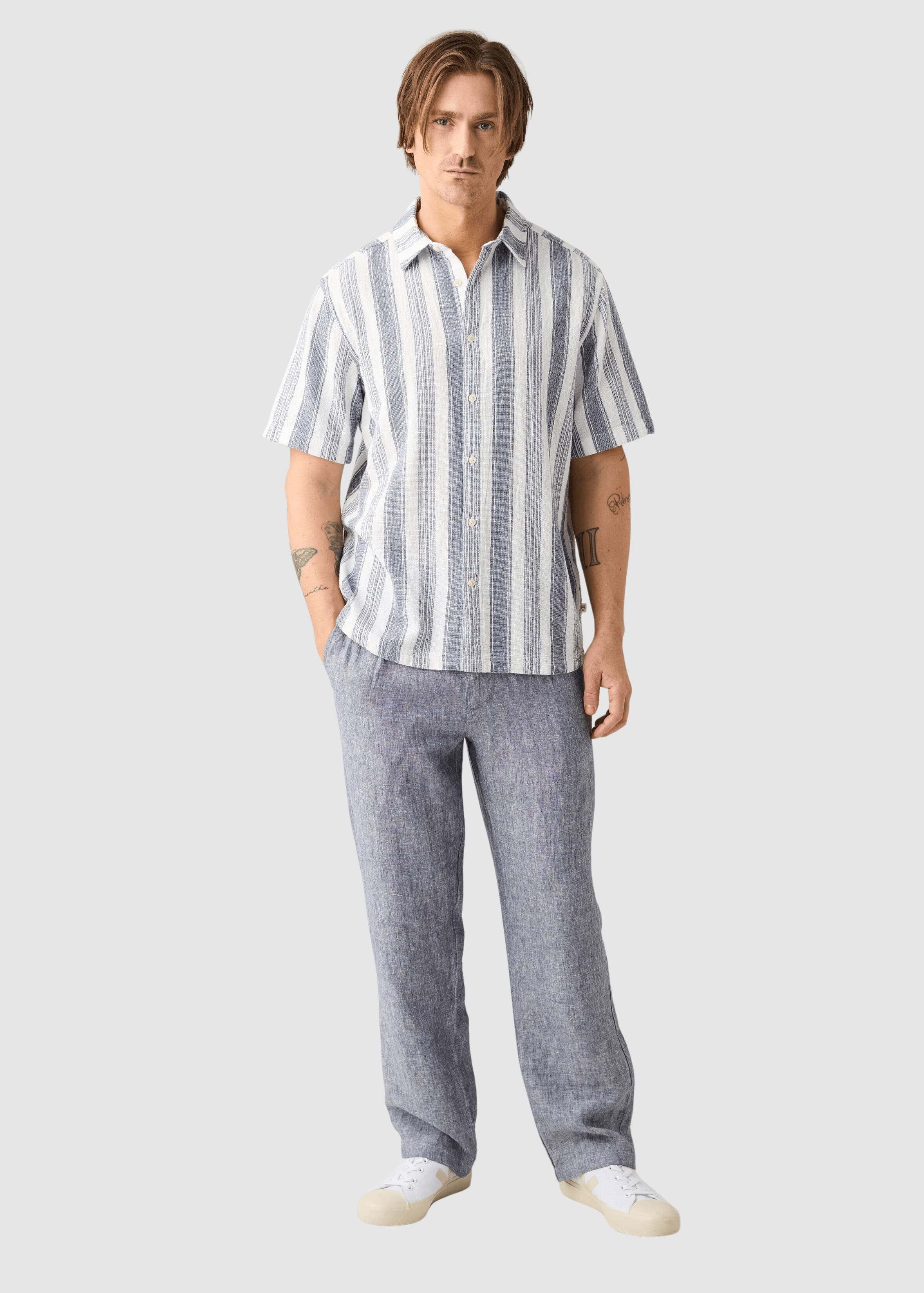 Relaxed Stripe Short Sleeve Shirt Blue Stripe Relaxed Stripe Short Sleeve Shirt Blue Stripe
