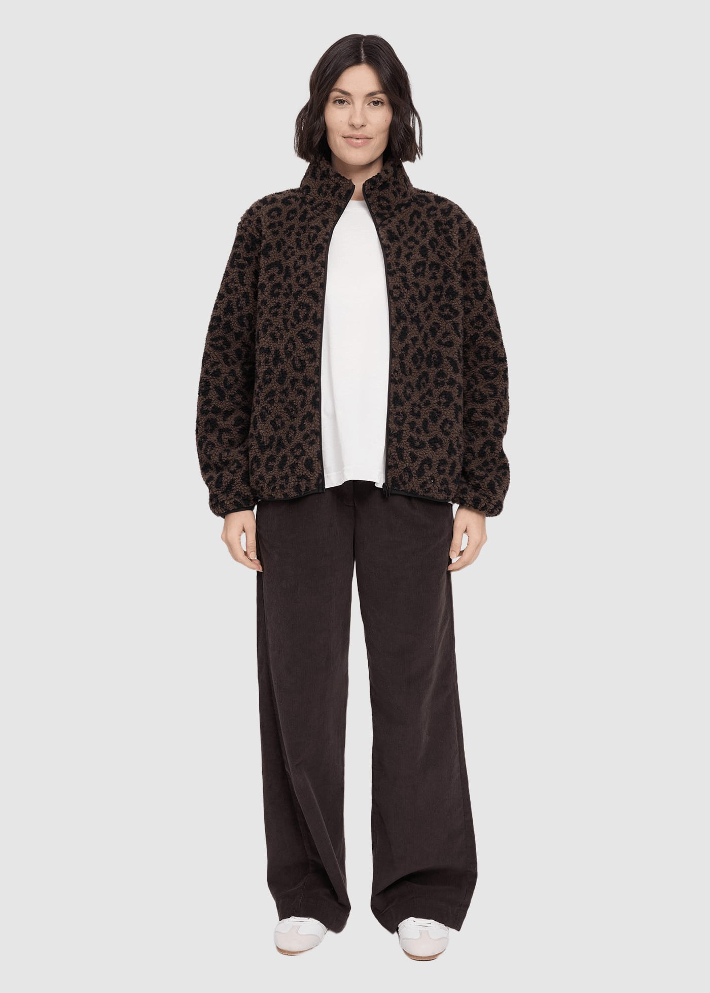 Printed Teddy-Fleece Jacket Chocolate Brown Printed