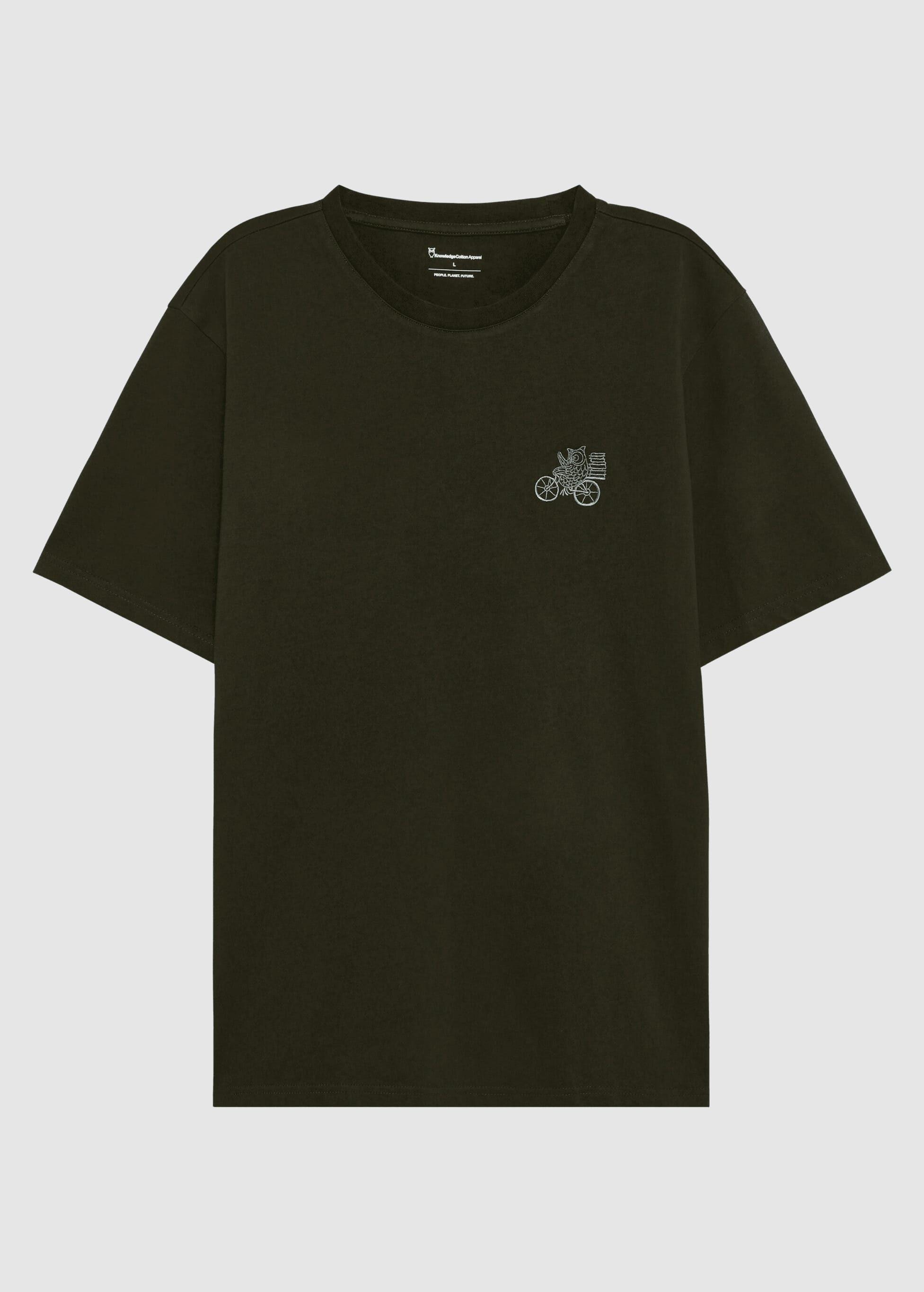 knowledge-cotton-apparel-chest-embroidery-t-shirt-forrest-night-1.jpeg Chest Embroidery T-Shirt Forrest Night