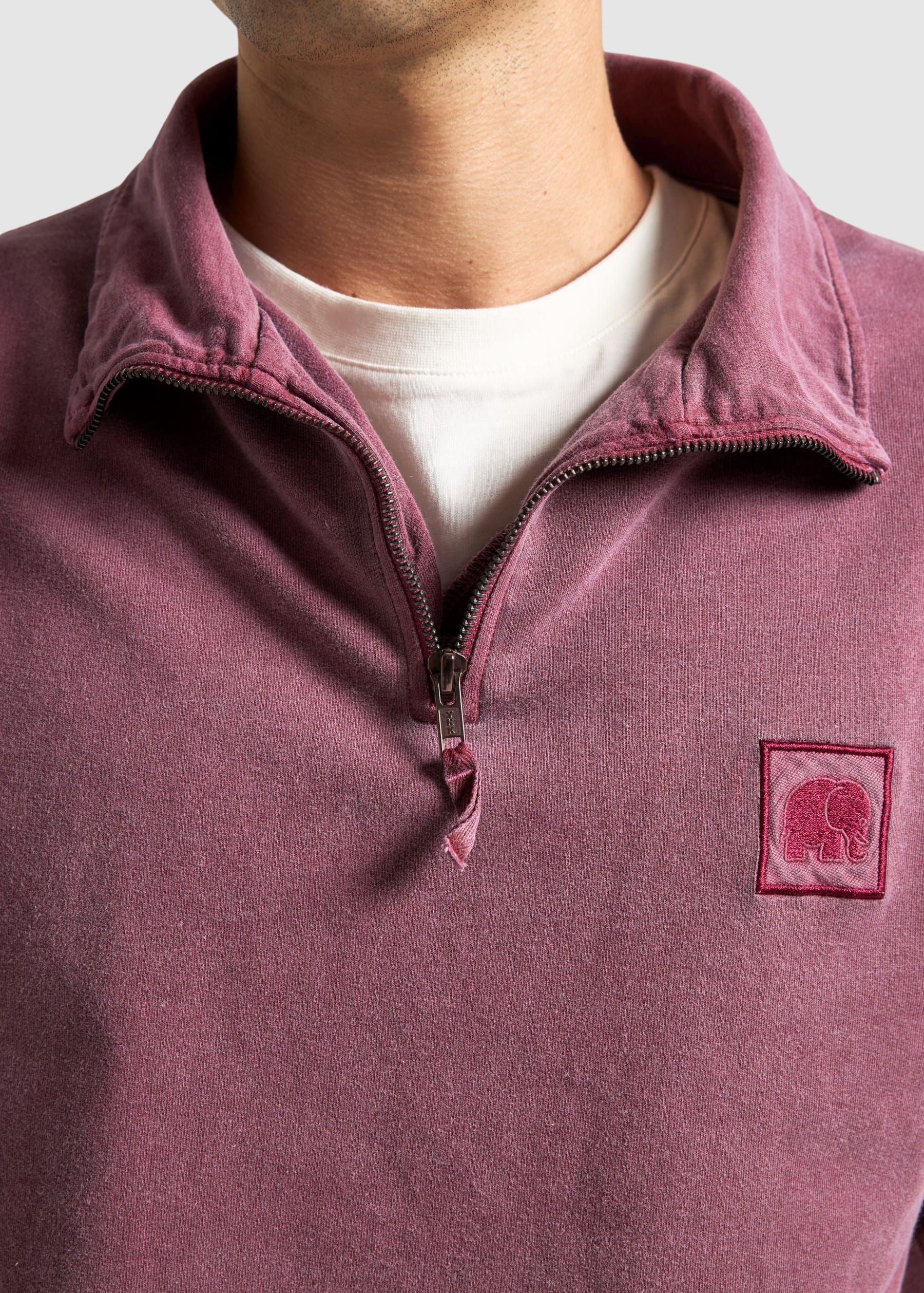 Sauce Pigment Dyed Quarter Zip Sweater Garnacha Red Sauce Pigment Dyed Quarter Zip Sweater Garnacha Red