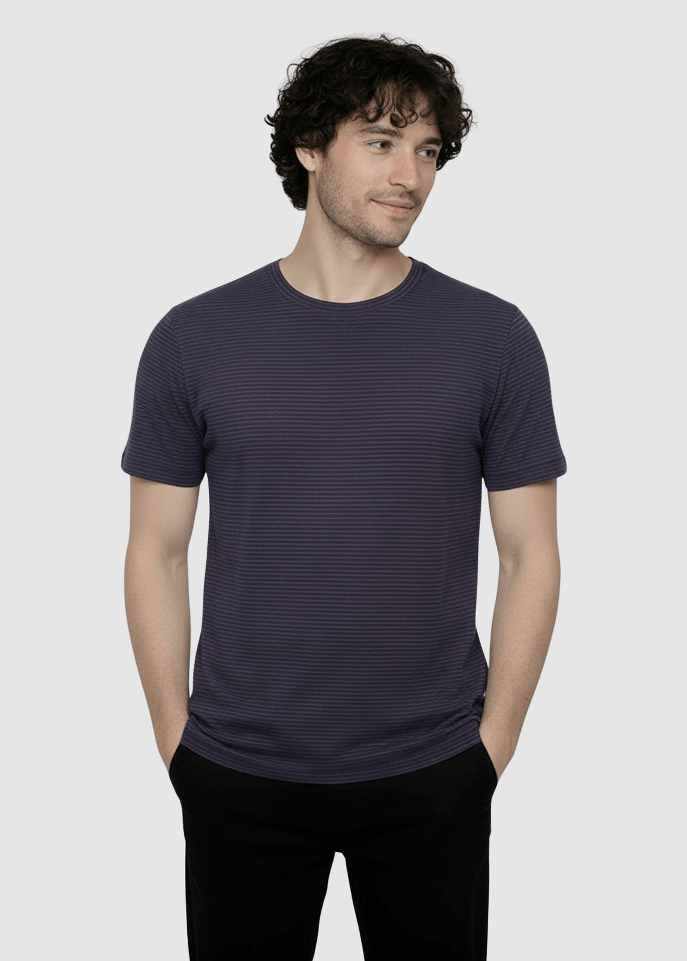 Basic Spice T-Shirt Purple Blue Stripes