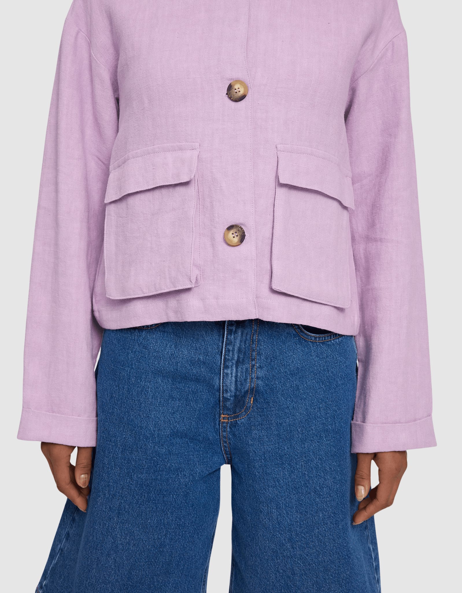 Short Linen Jacket Bright Lavender Short Linen Jacket Bright Lavender
