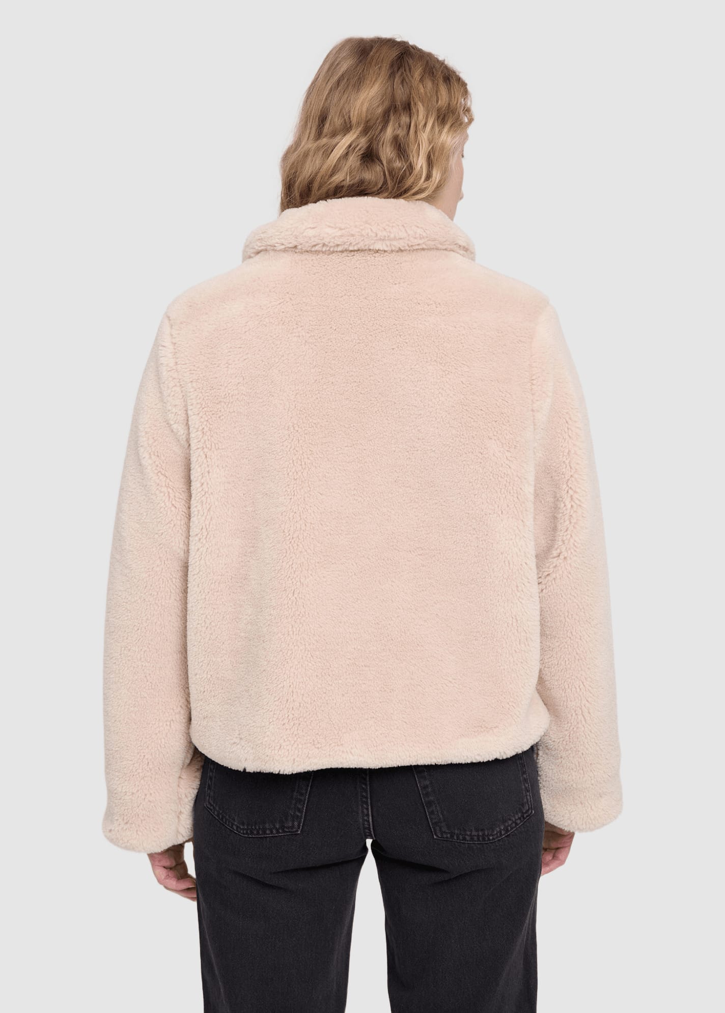Faux-Fur Button Jacket Natural
