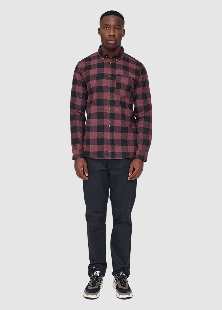 mazine_checked_flannel_shirt_AW_25_MAZ_25302505_Eggplant_Black_Mel_3_775242c500 Checked Flannel Shirt
