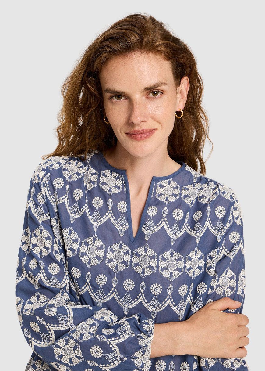 Langarm Bluse mit Kräuseln