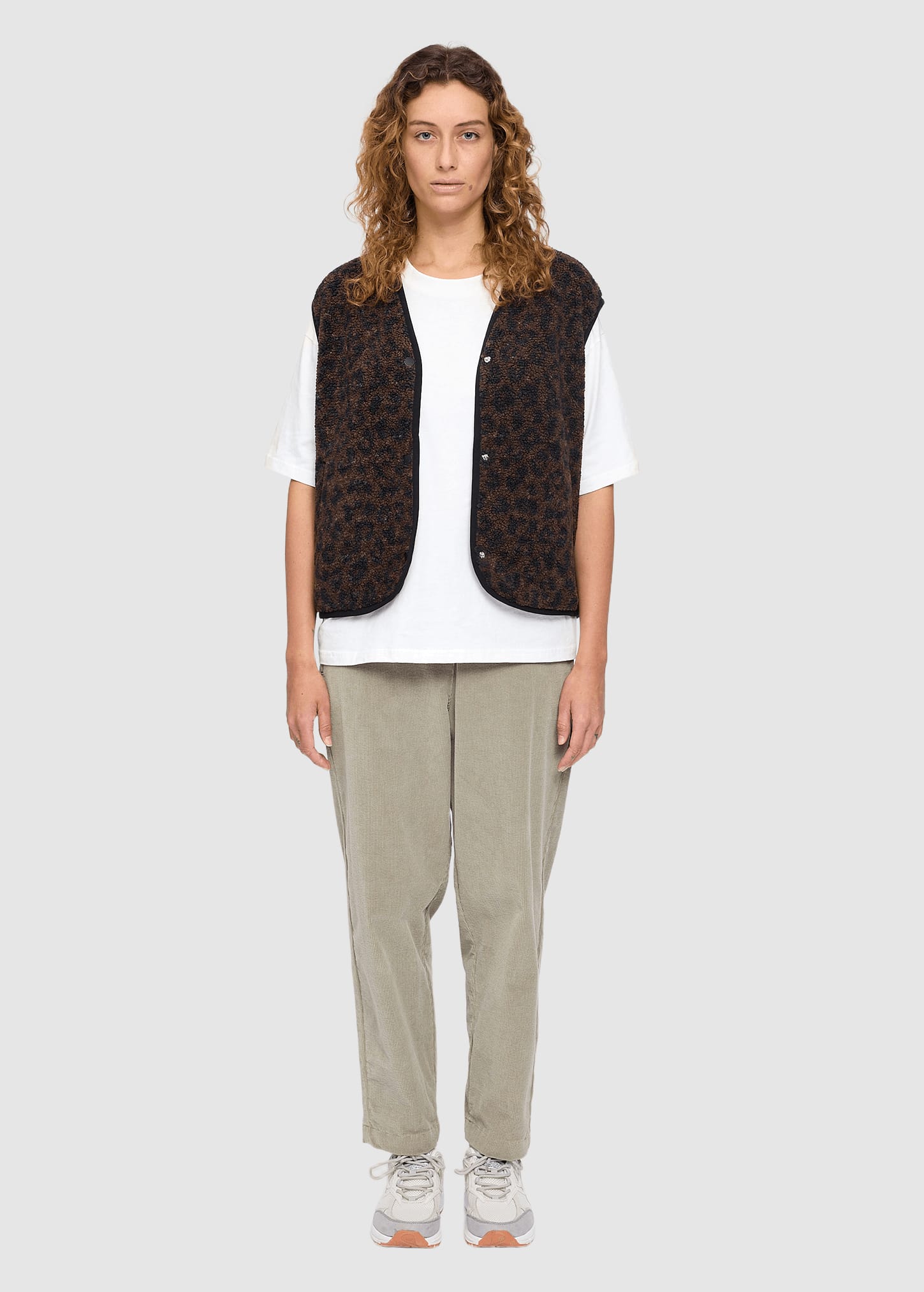 Printed Teddy-Fleece Vest Chocolate Brown Printed