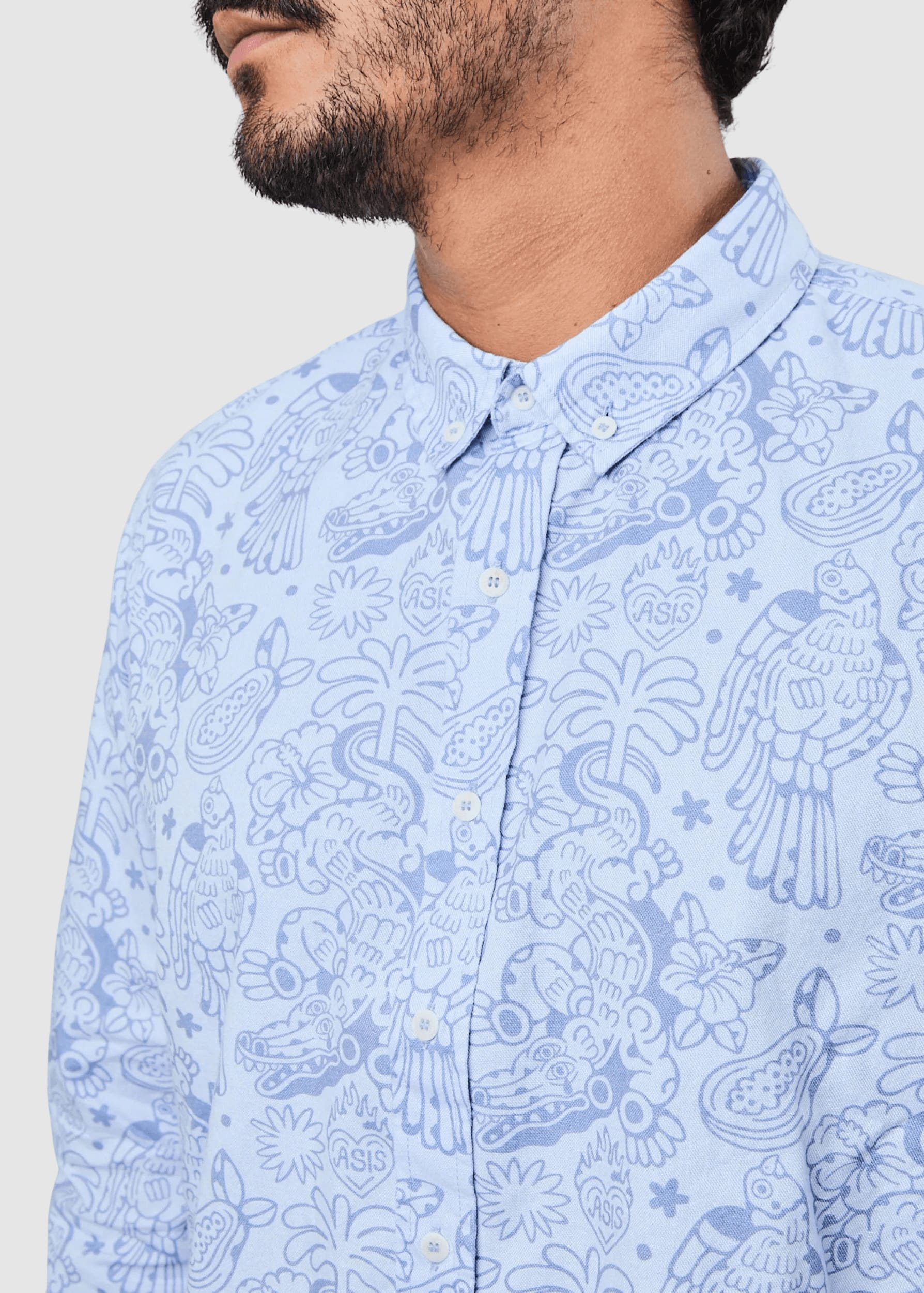 Asis Percales Crocodylus Regular Shirt Blue
