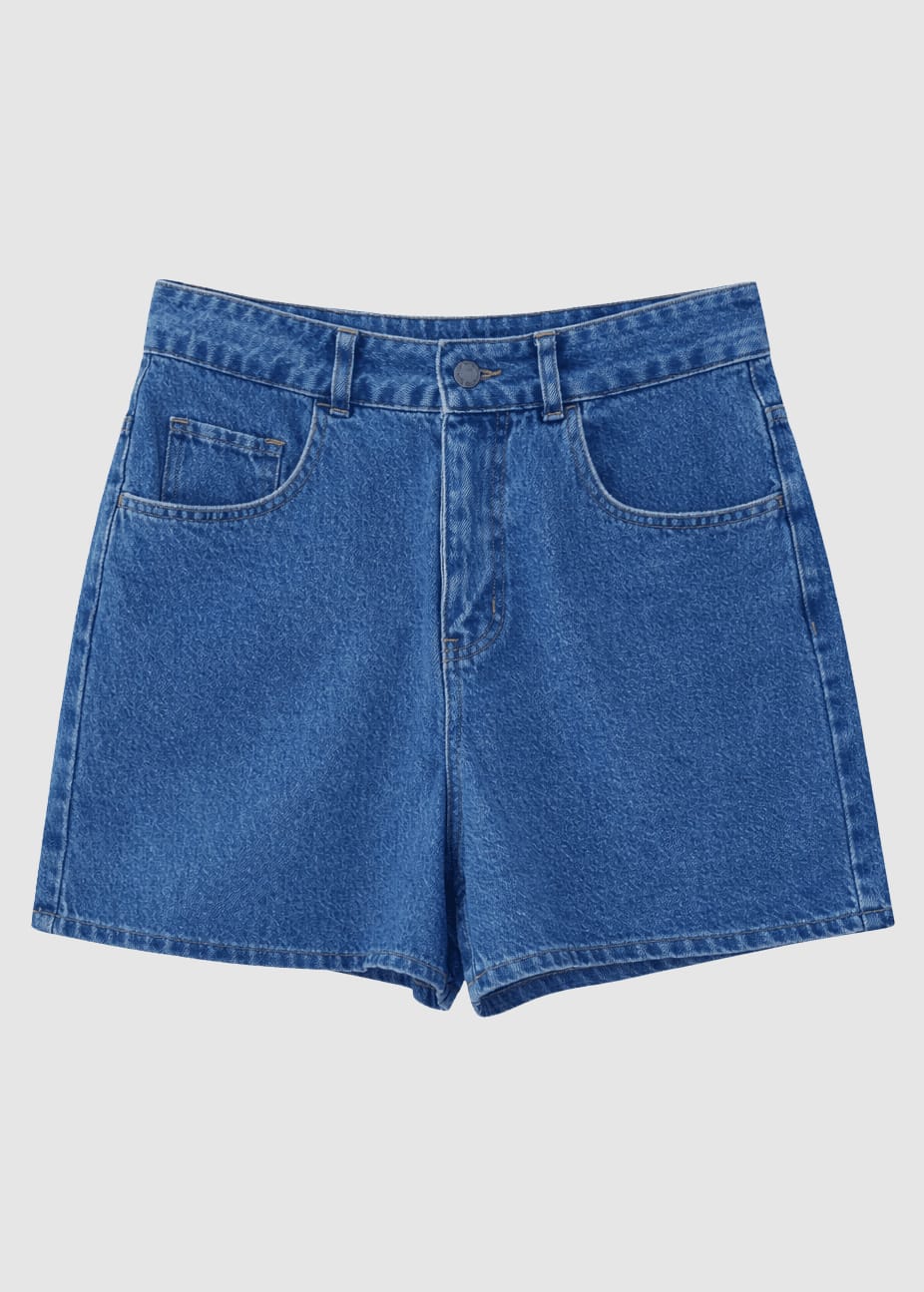Denim Shorts Mid Blue Wash Denim Shorts Mid Blue Wash